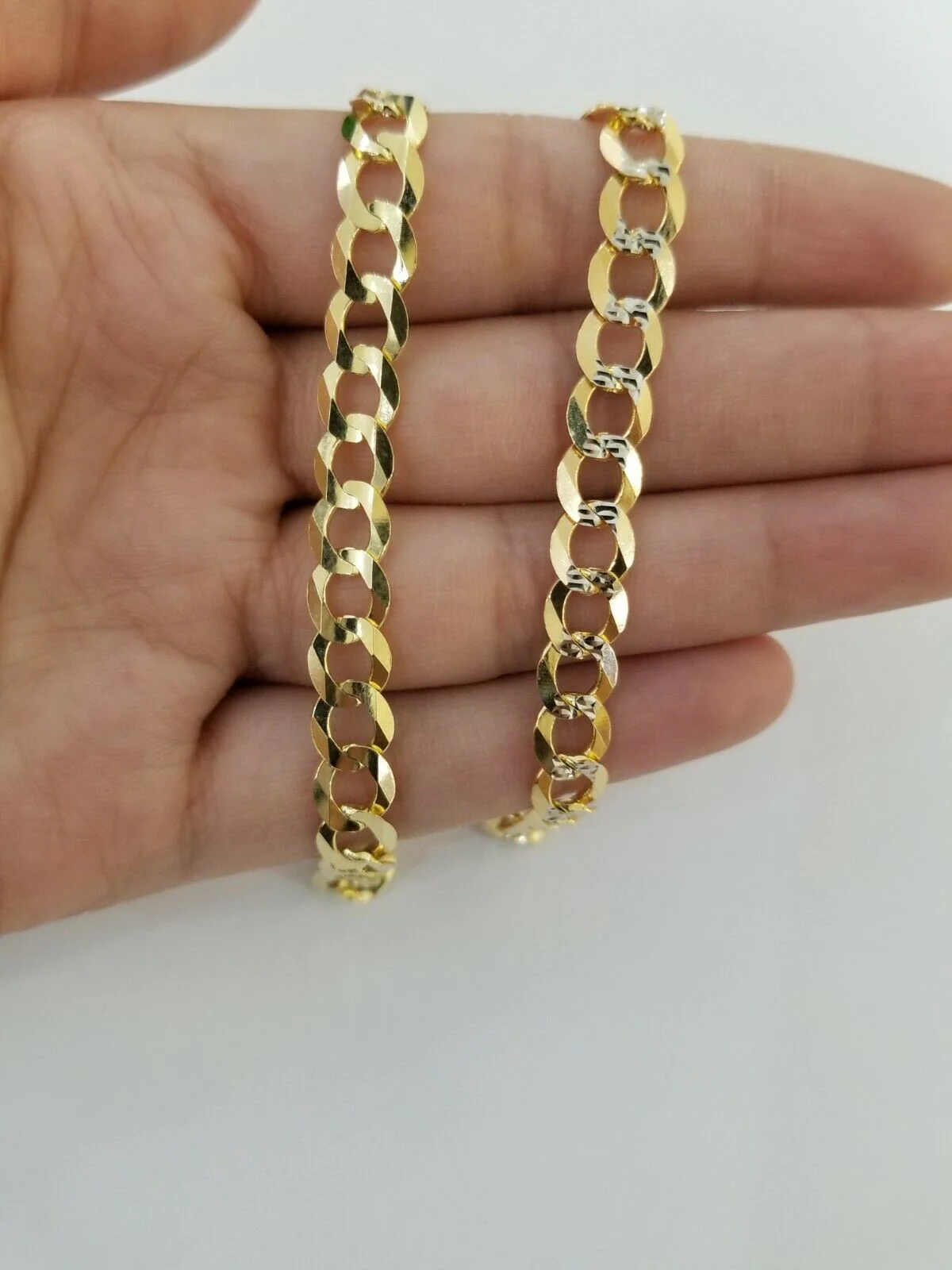 Real Gold Bracelet Solid 14k Cuban Curb Link FOR ladies 7.5" Diamond Cut 7.5mm - Image 5