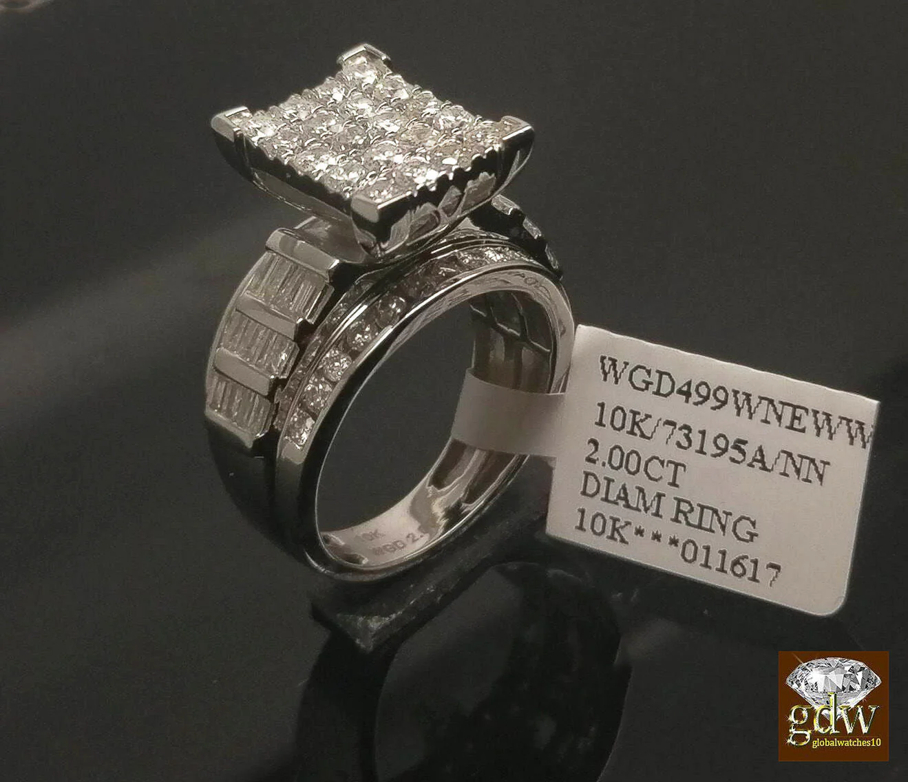 REAL Gold Diamond Ladies Ring 2Ct Diamond 10k White Gold Engagement Wedding Band - Image 5