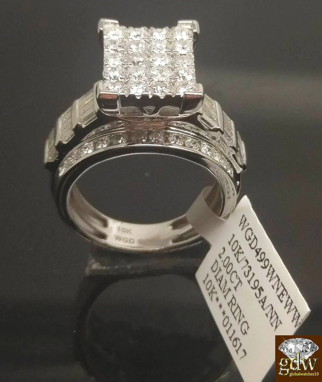 REAL Gold Diamond Ladies Ring 2Ct Diamond 10k White Gold Engagement Wedding Band - Image 8