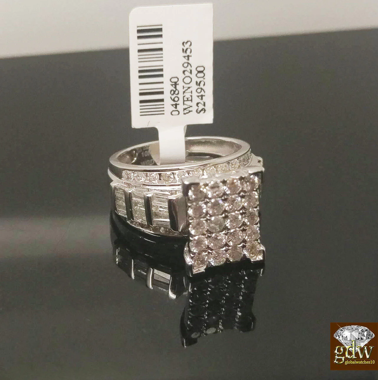 REAL Gold Diamond Ladies Ring 2Ct Diamond 10k White Gold Engagement Wedding Band - Image 9