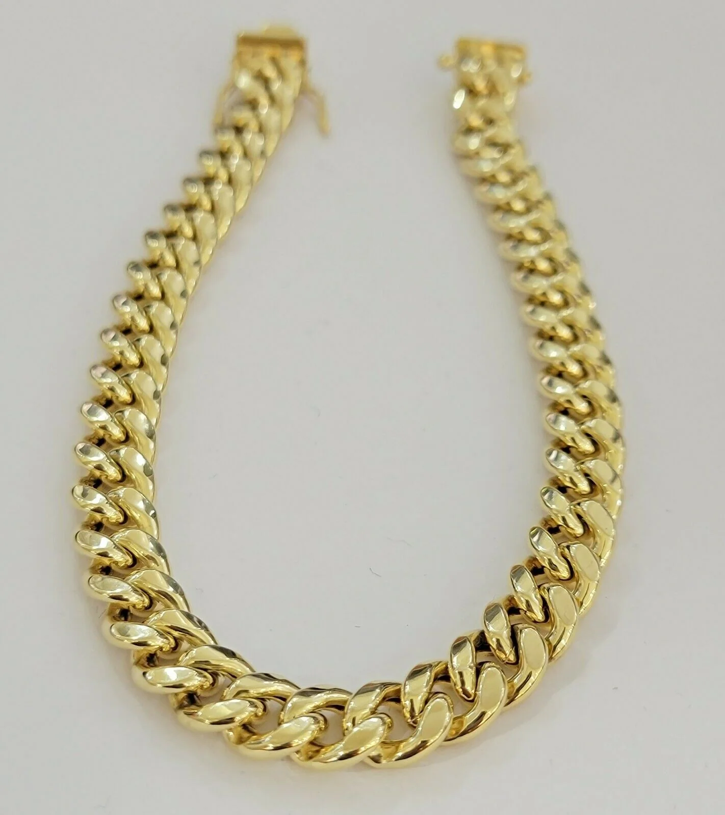 Real Gold Ladies Bracelet 10k Yellow Gold 7" Miami Cuban link Strong Link, Women - Image 2