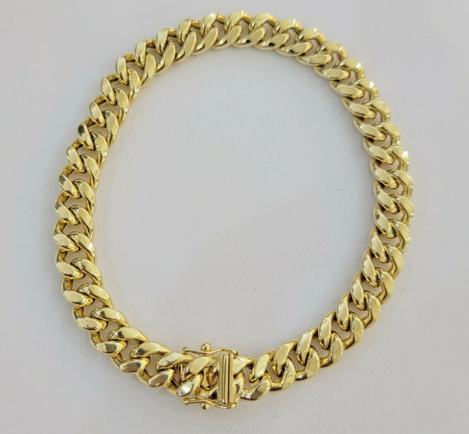 Real Gold Ladies Bracelet 10k Yellow Gold 7" Miami Cuban link Strong Link, Women - Image 3
