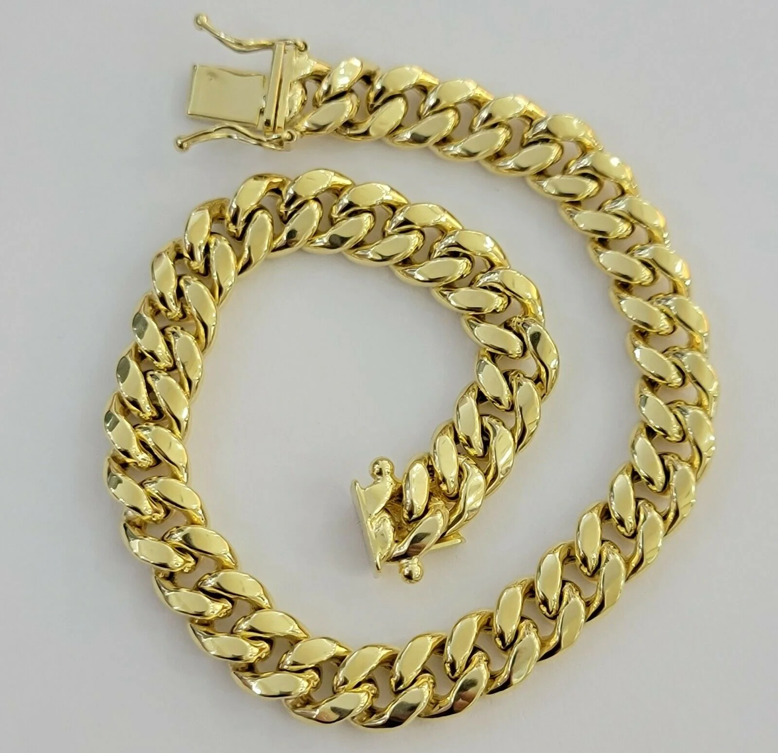 Real Gold Ladies Bracelet Miami Cuban Link 7" 8mm REAL 10kt Yellow Gold Women 10k - Image 8