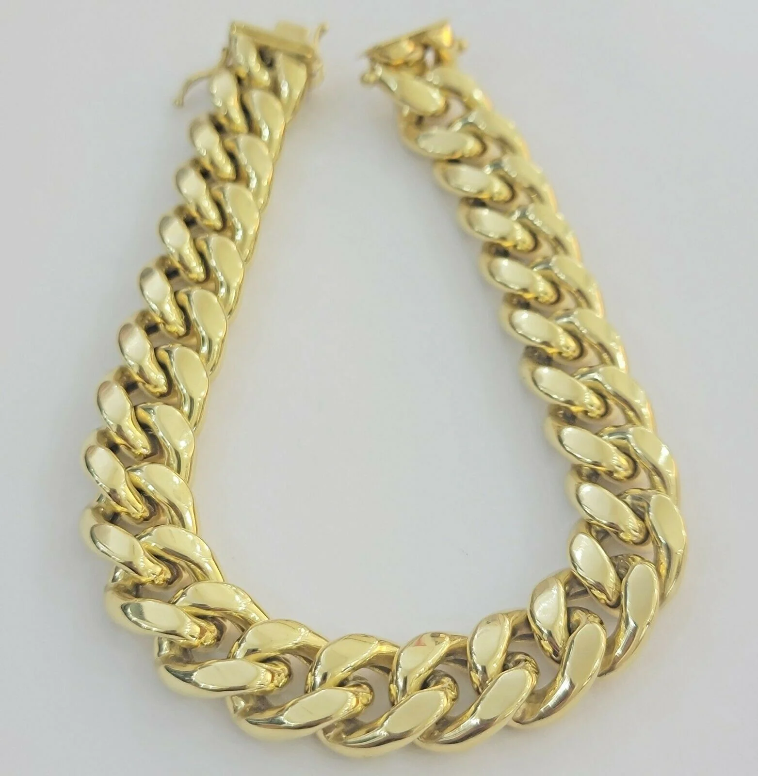 REAL Mens 10k Gold Miami Cuban Bracelet 8" 13mm 10 kt Yellow Gold Strong Links - Image 3