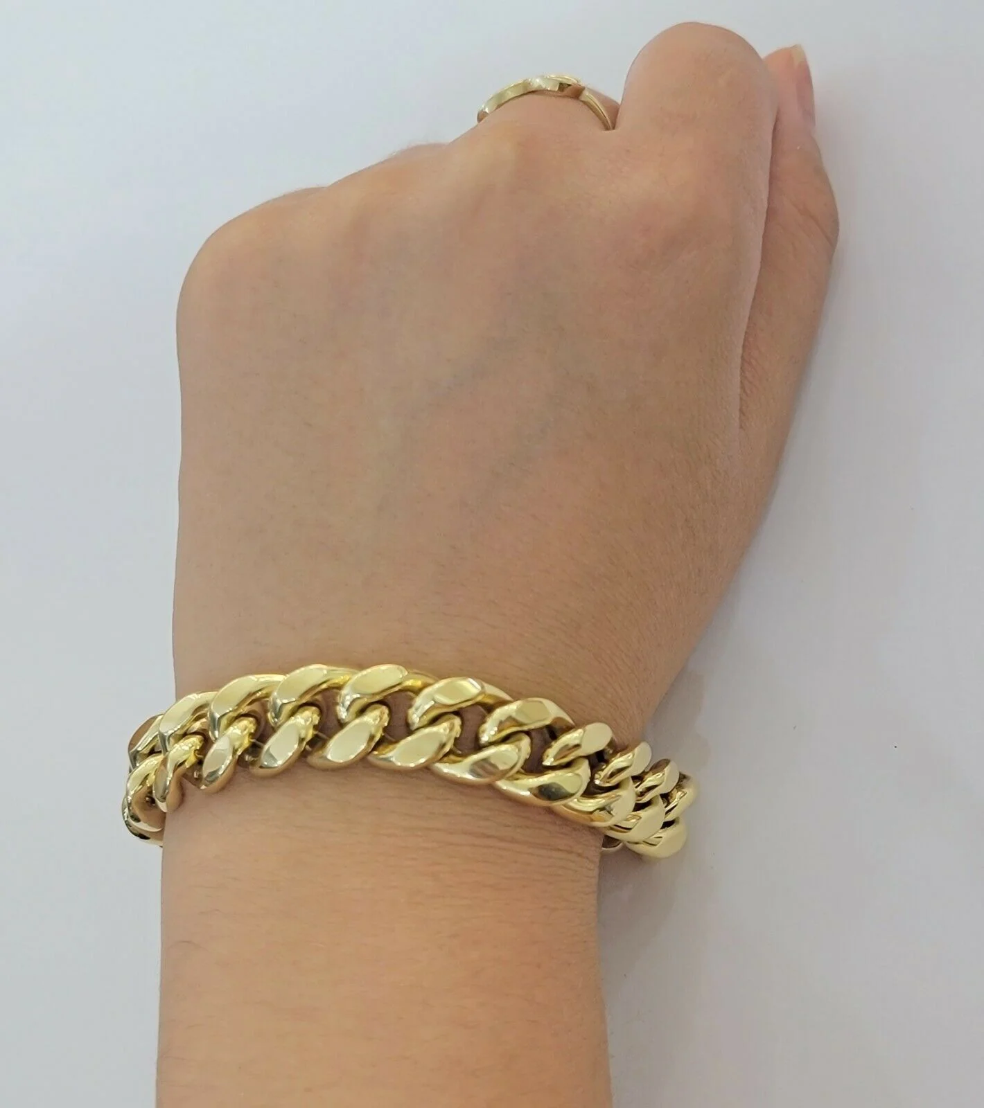 REAL Mens 10k Gold Miami Cuban Bracelet 8" 13mm 10 kt Yellow Gold Strong Links - Image 4