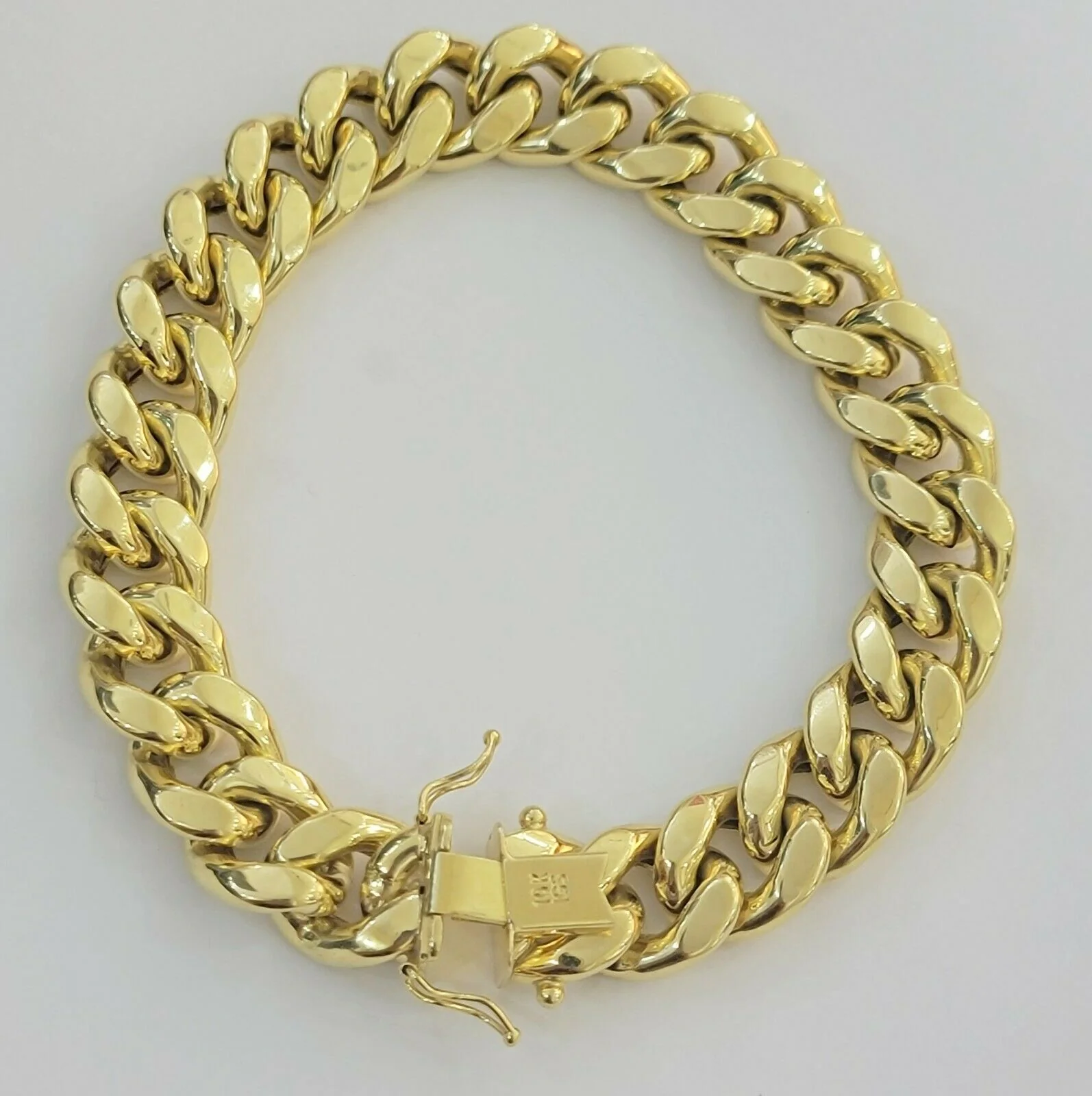 REAL Mens 10k Gold Miami Cuban Bracelet 8" 13mm 10 kt Yellow Gold Strong Links - Image 6