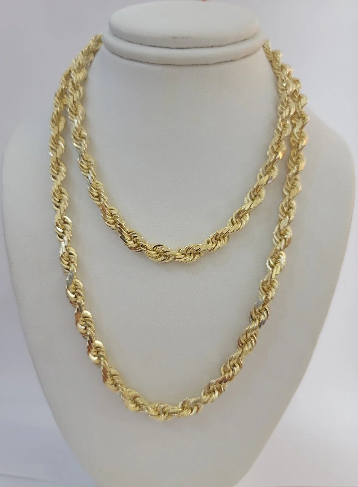 Real Solid 10k Rope Necklace 6mm Chain 18"-30" Inch 10kt Yellow Gold Diamond Cut - Image 10