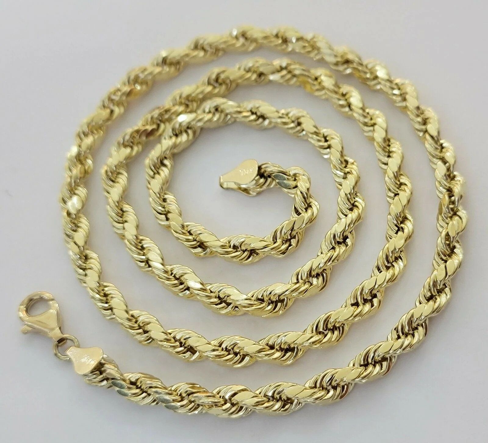 Real Solid 10k Rope Necklace 6mm Chain 18"-30" Inch 10kt Yellow Gold Diamond Cut - Image 11