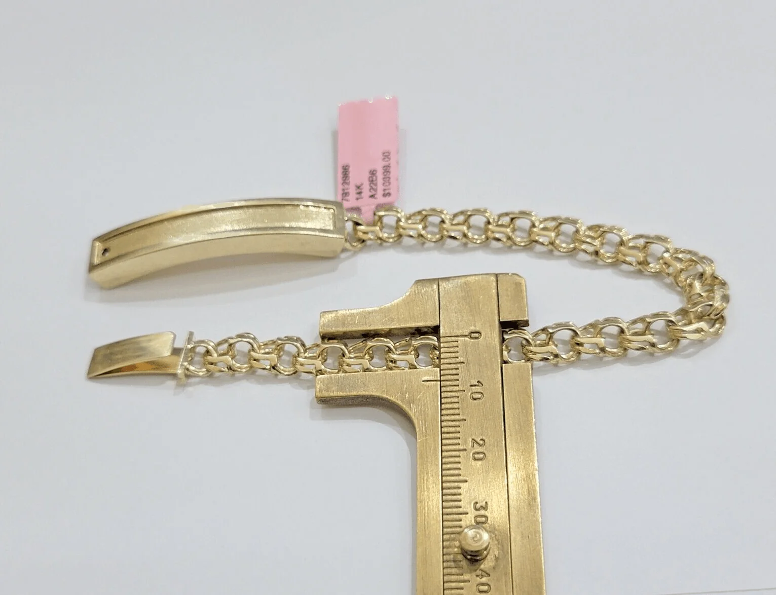 Real Solid 14kt Yellow Gold Chino ID Men's Name Plate Bracelet 8mm 8 Inches SALE - Image 10