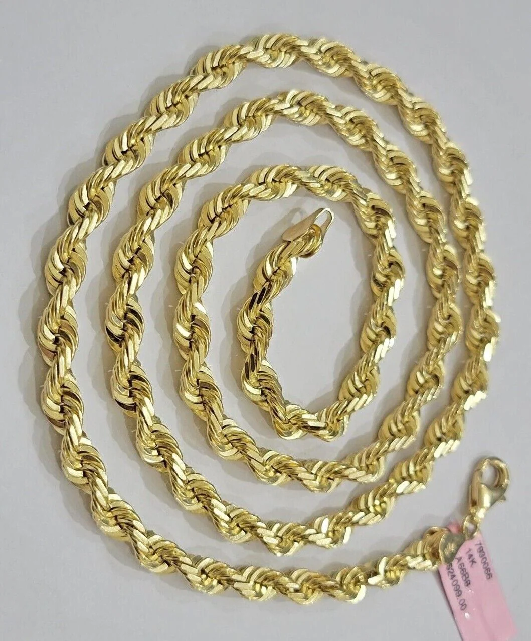 Real Solid Gold 14k Rope Chain Necklace 6mm 20-26" Inch Yellow Diamond Cut SALE - Image 7
