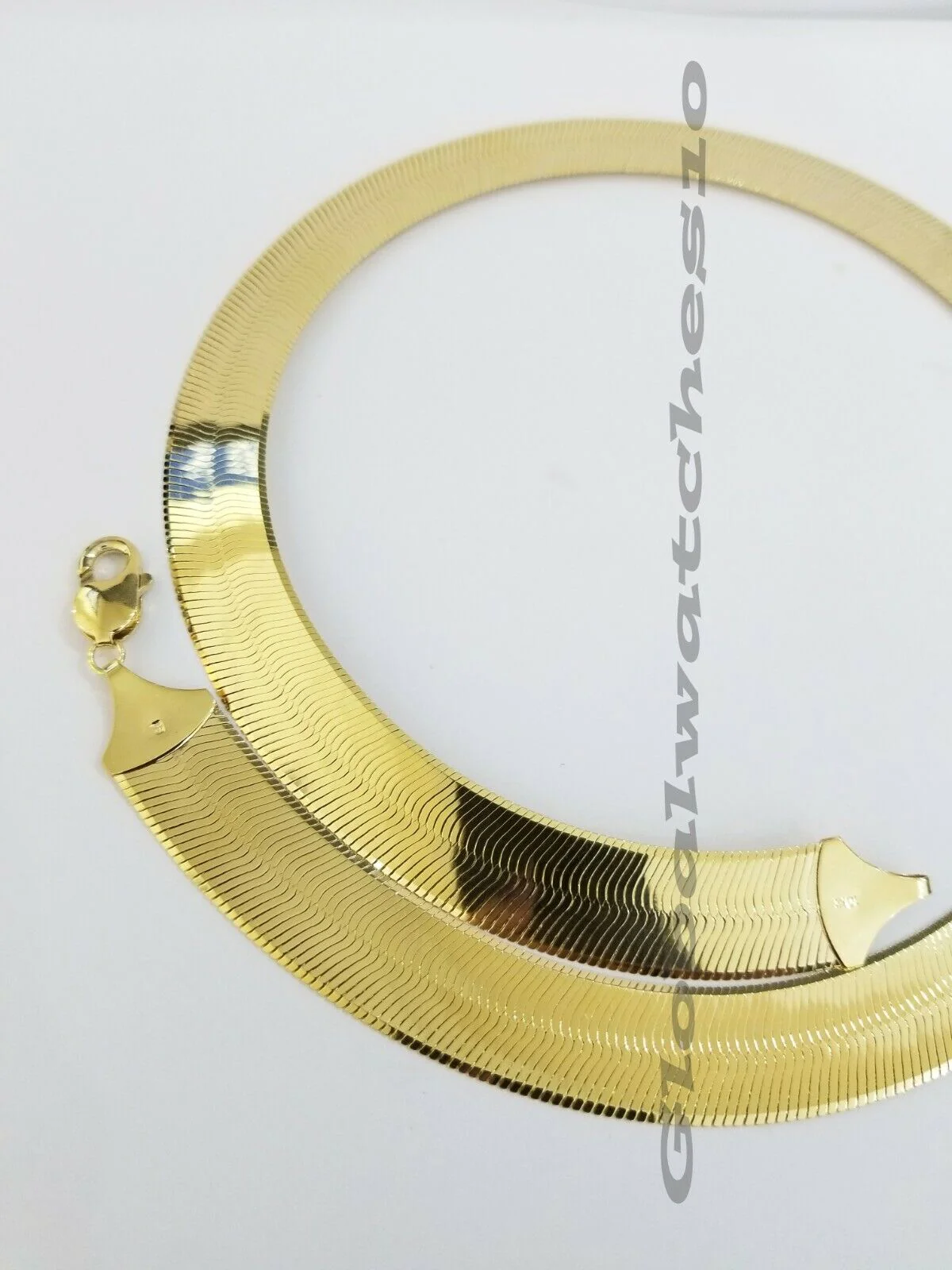 REAL10k 15mm Yellow Gold Herring Bone Chain Necklace 20" Lobster lock Men Women - Image 7