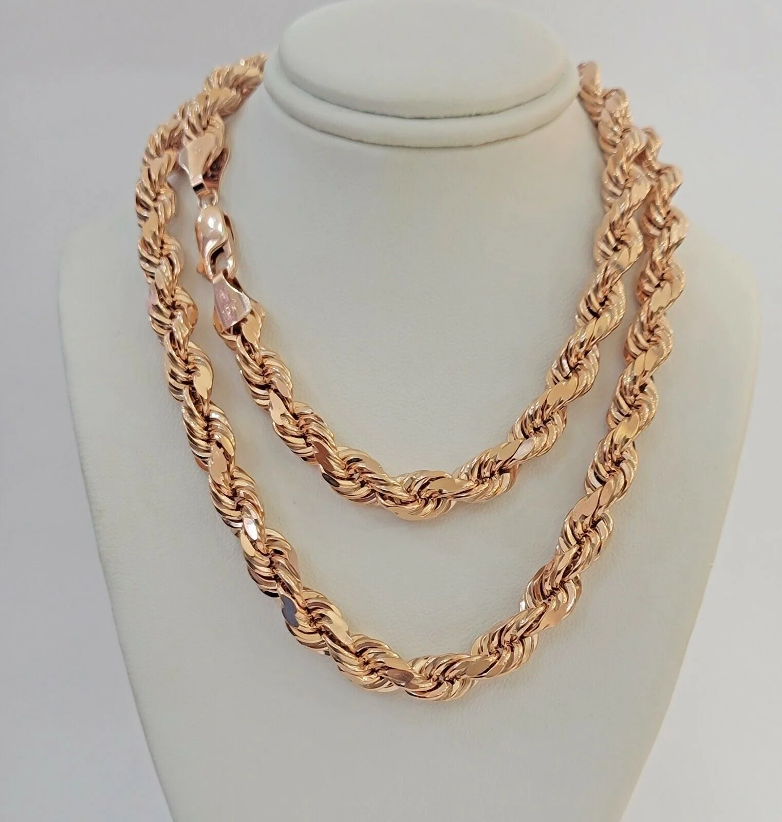 Rope Chain Necklace Real 10k Rose Gold 7mm 20"-26" Inch Diamond Cuts HEAVY SOLID - Image 4