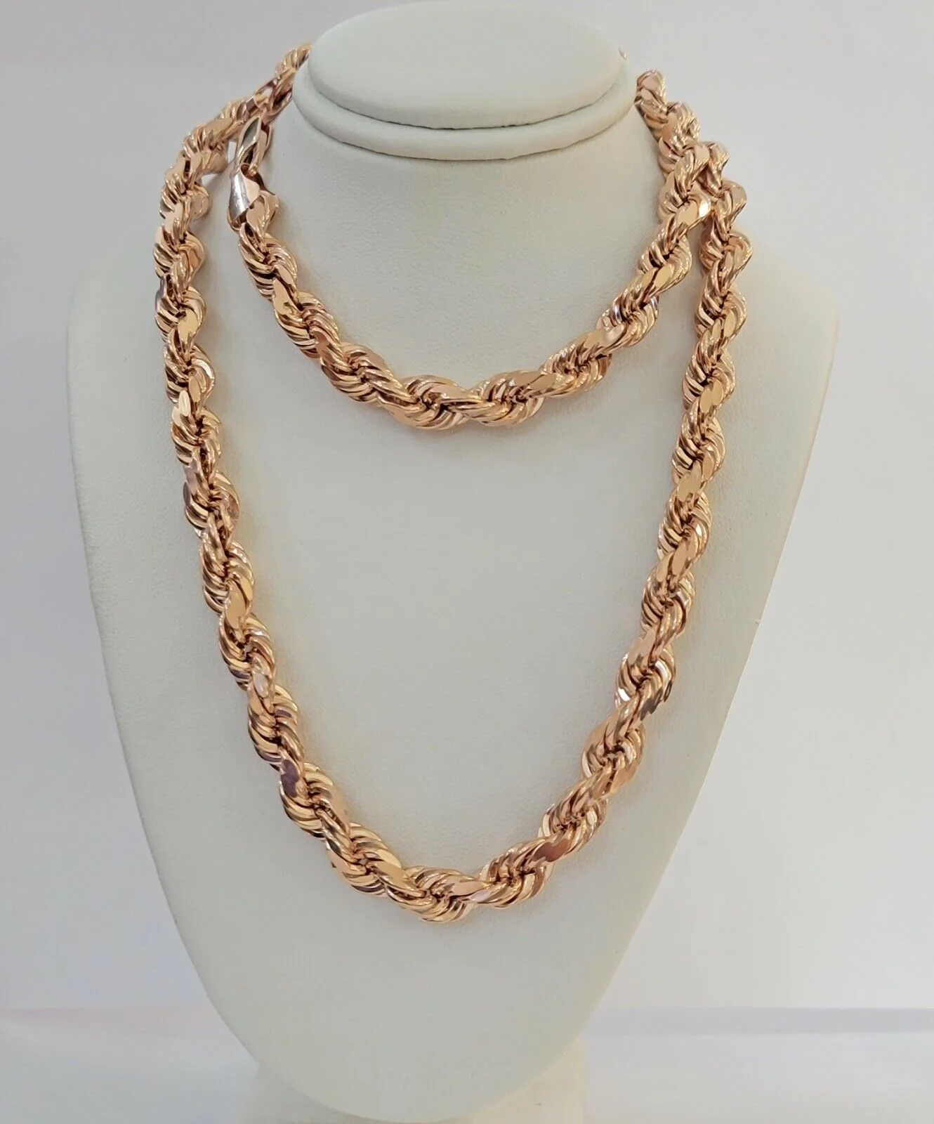 Rope Chain Necklace Real 10k Rose Gold 7mm 20"-26" Inch Diamond Cuts HEAVY SOLID - Image 7