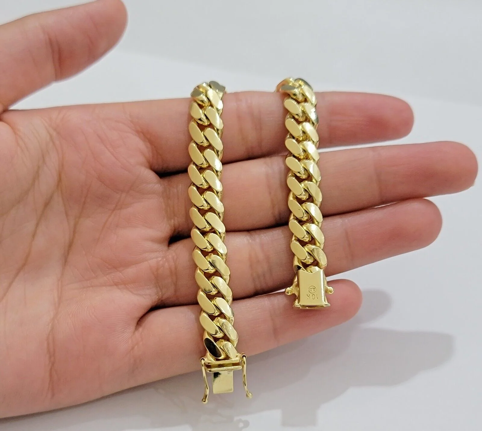 Solid 10k Gold Bracelet 8mm Miami Cuban Link 8" long Box Clasp 10kt Yellow, REAL - Image 7