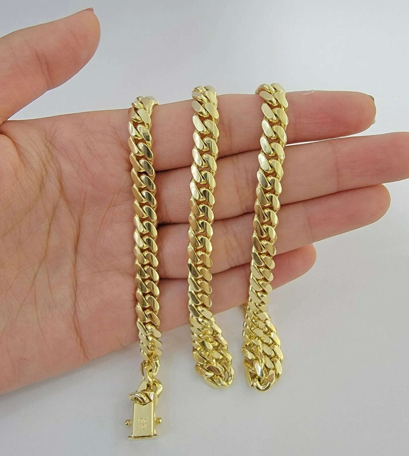 Solid 10k Gold Cuban Link Necklace 20" 7mm Chain Box Lock Real 10k Yellow Choker - Image 9