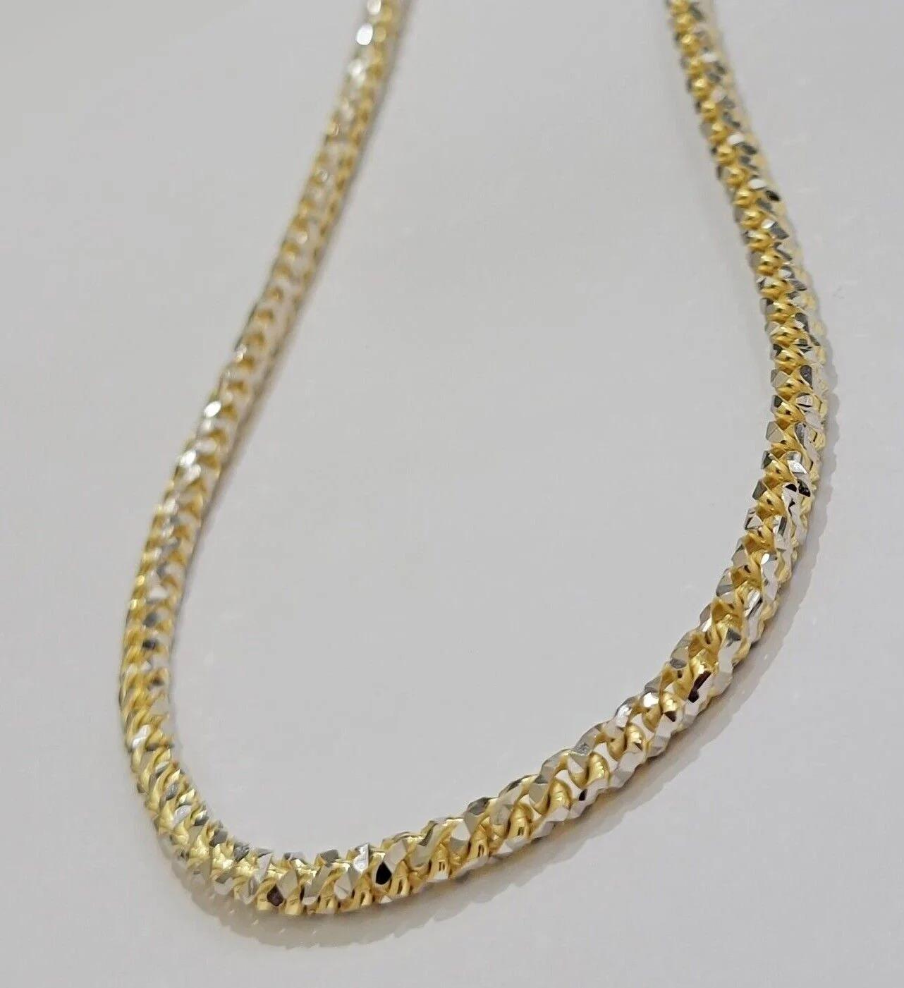 Solid 10k Gold Palm Box Chain Necklace Diamond cuts 4mm 24" Real 10KT ,Unique - Image 10