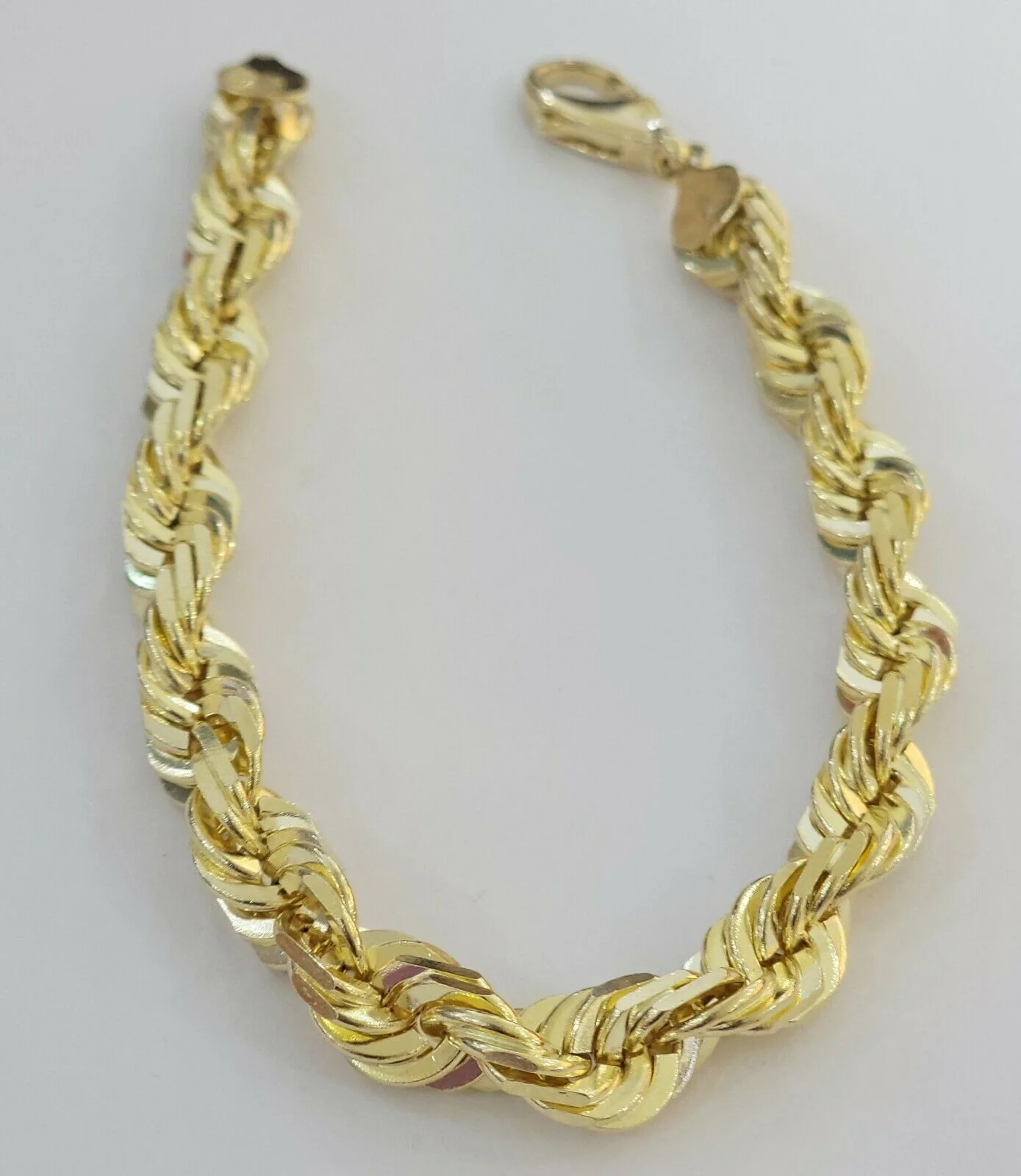 Solid 10k Real Gold Rope Bracelet Mens 10mm 9" Inch 10kt Yellow Gold THICK&HEAVY - Image 4