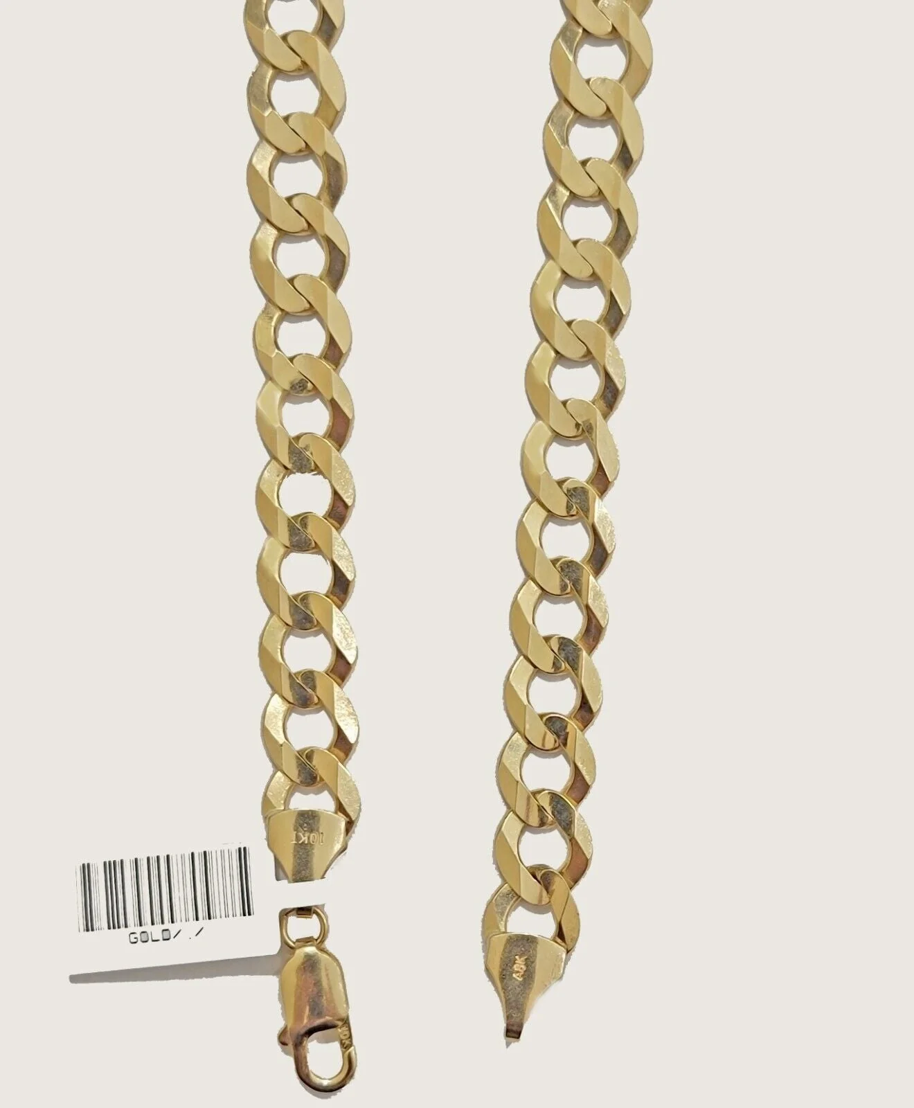 Solid 10K Yellow Gold Cuban Curb Link Chain Necklace 10mm 28 Inch Men, Real 10kt - Image 6