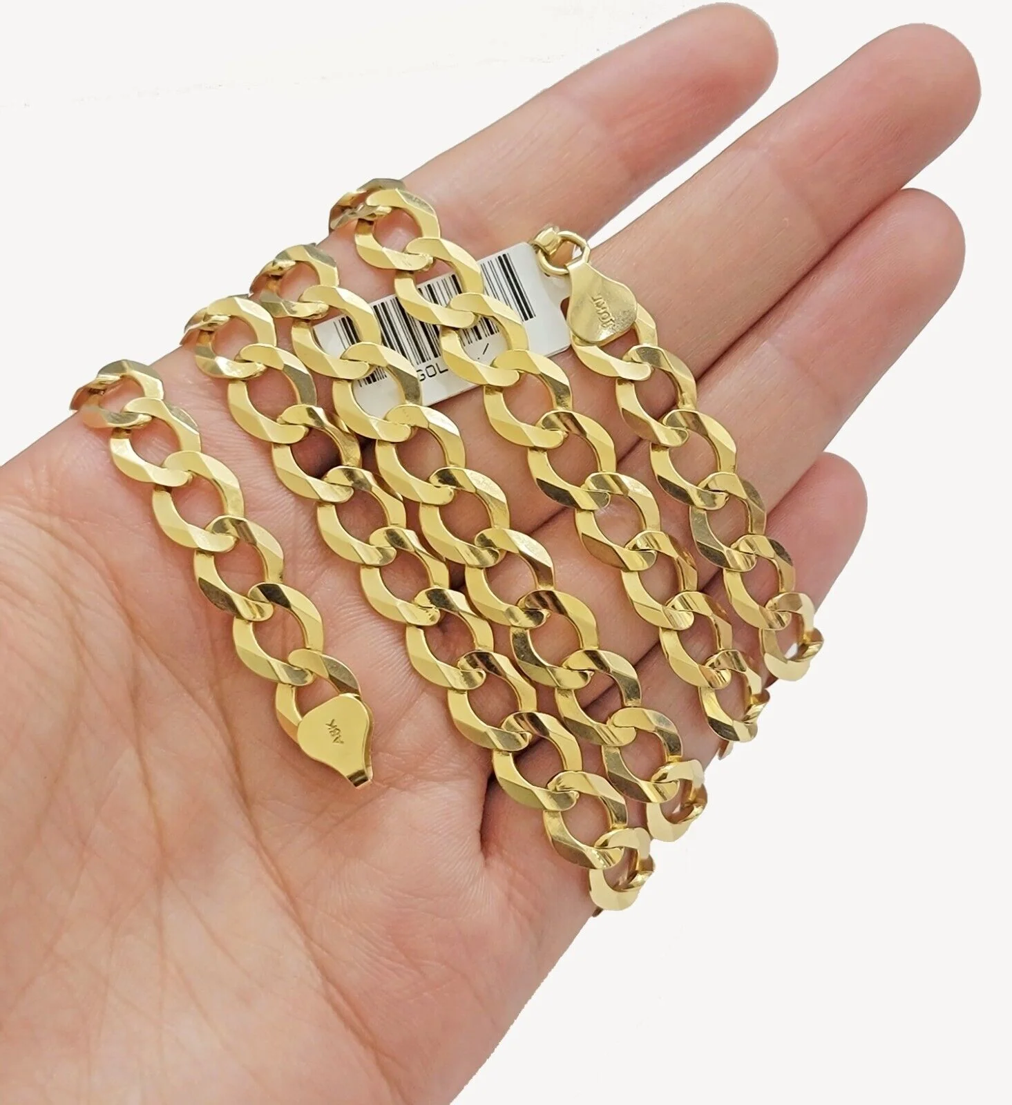 Solid 10K Yellow Gold Cuban Curb Link Chain Necklace 9mm 30 Inch Mens, Real 10kt - Image 2