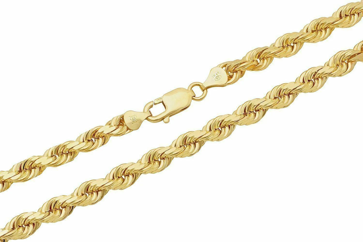 Solid 10k Yellow Gold Rope Chain 1mm-10mm Diamond Cut Pendant Necklace16"-30" - Image 9