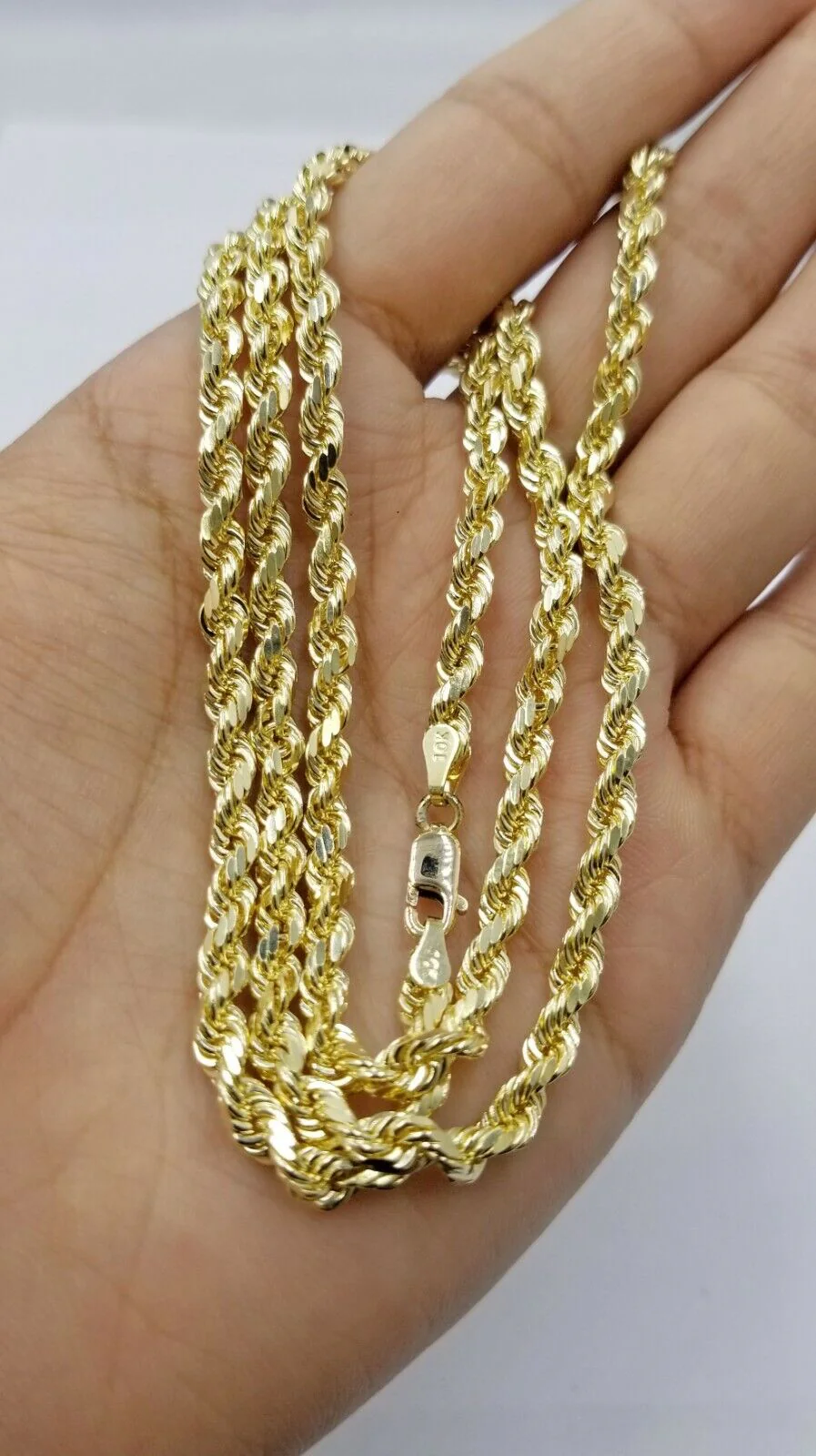 SOLID 10k Yellow Gold Rope Chain Diamond Cut 4mm 18" Ladies Brand new Chain Real - Image 4