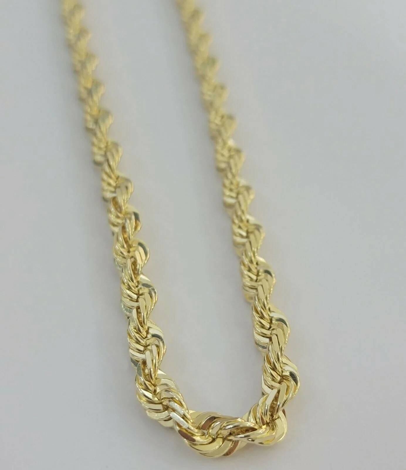 Solid 10k Yellow Gold Rope Chain Pendant Necklace 4mm-10mm Diamond Cut 18"-30" - Image 11