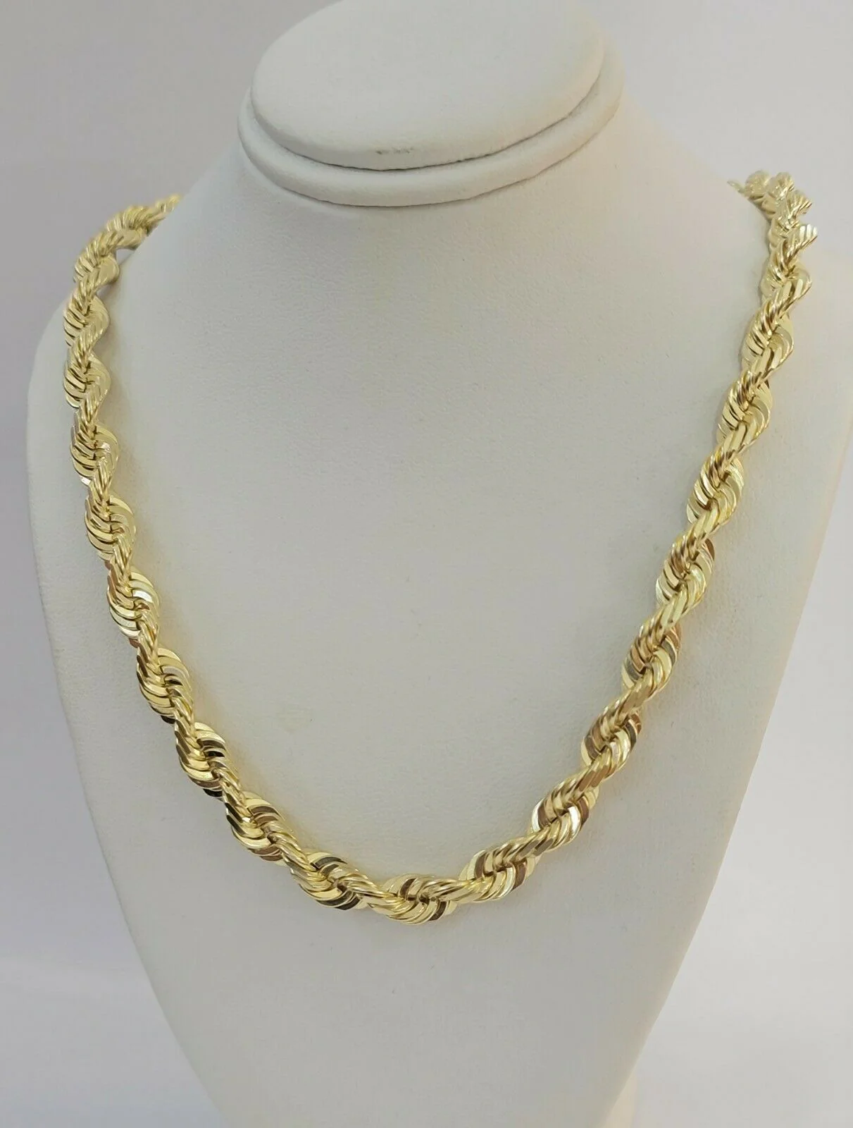 Solid 10k Yellow Gold Rope Chain Pendant Necklace 4mm-10mm Diamond Cut 18"-30" - Image 8