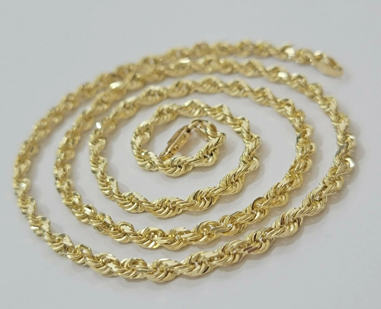 SOLID 10k Yellow Gold Rope Necklace Chain 4mm 18"-30 Inch REAL 10KT Gold - Image 11