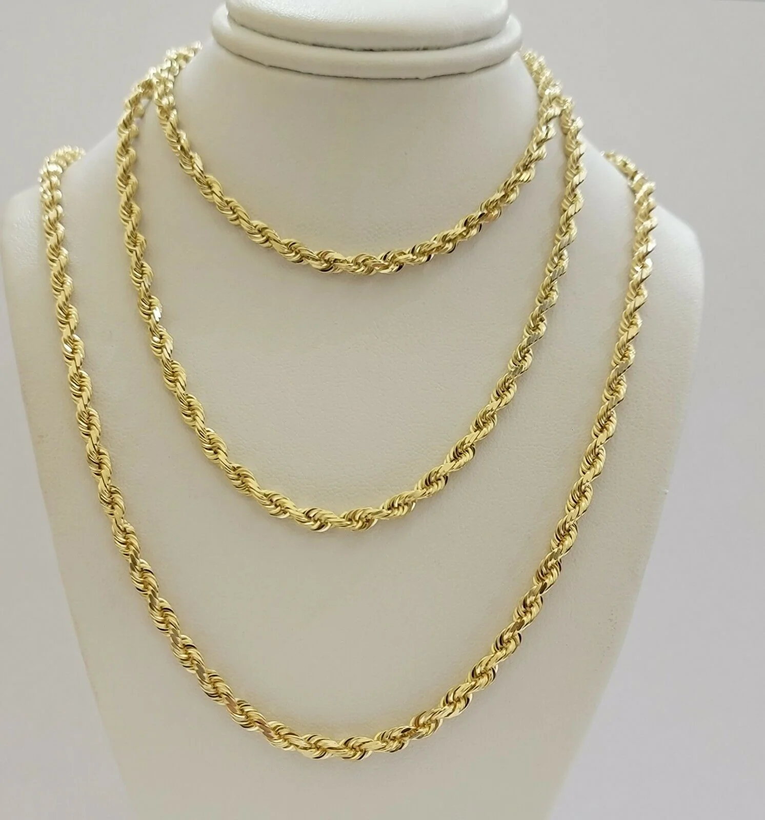 SOLID 10k Yellow Gold Rope Necklace Chain 4mm 18"-30 Inch REAL 10KT Gold - Image 12