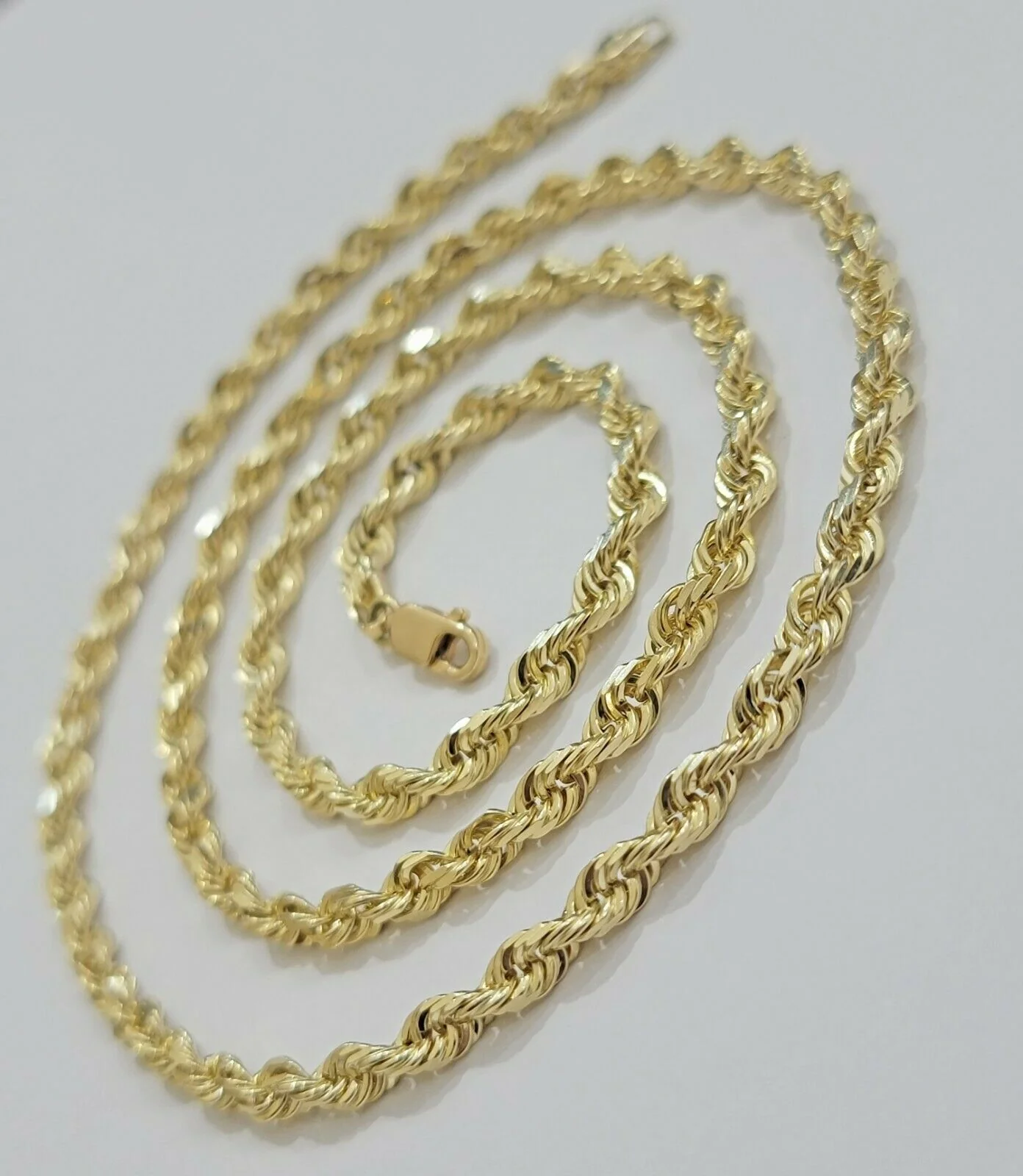 SOLID 10k Yellow Gold Rope Necklace Chain 4mm 18"-30 Inch REAL 10KT Gold - Image 5