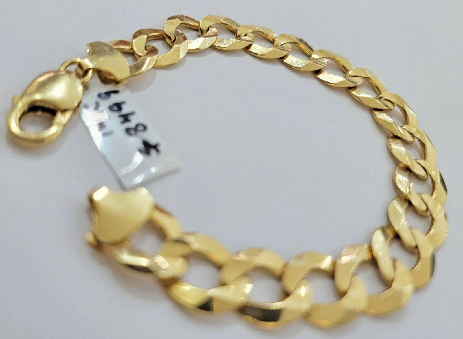 Solid 14k Gold Cuban Curb link Bracelet 8" 13.5mm 14kt Yellow Gold SOLID,Lobster - Image 6