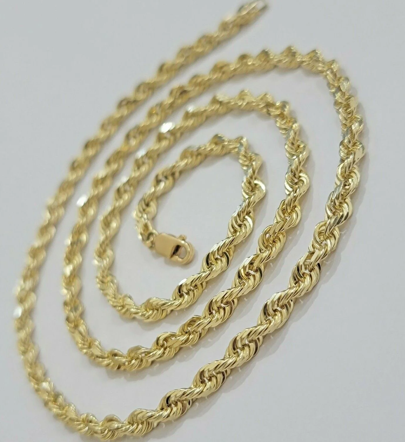 Solid 14k Gold Rope Chain Necklace 4mm 18"- 30" Inch REAL 14KT Yellow Gold