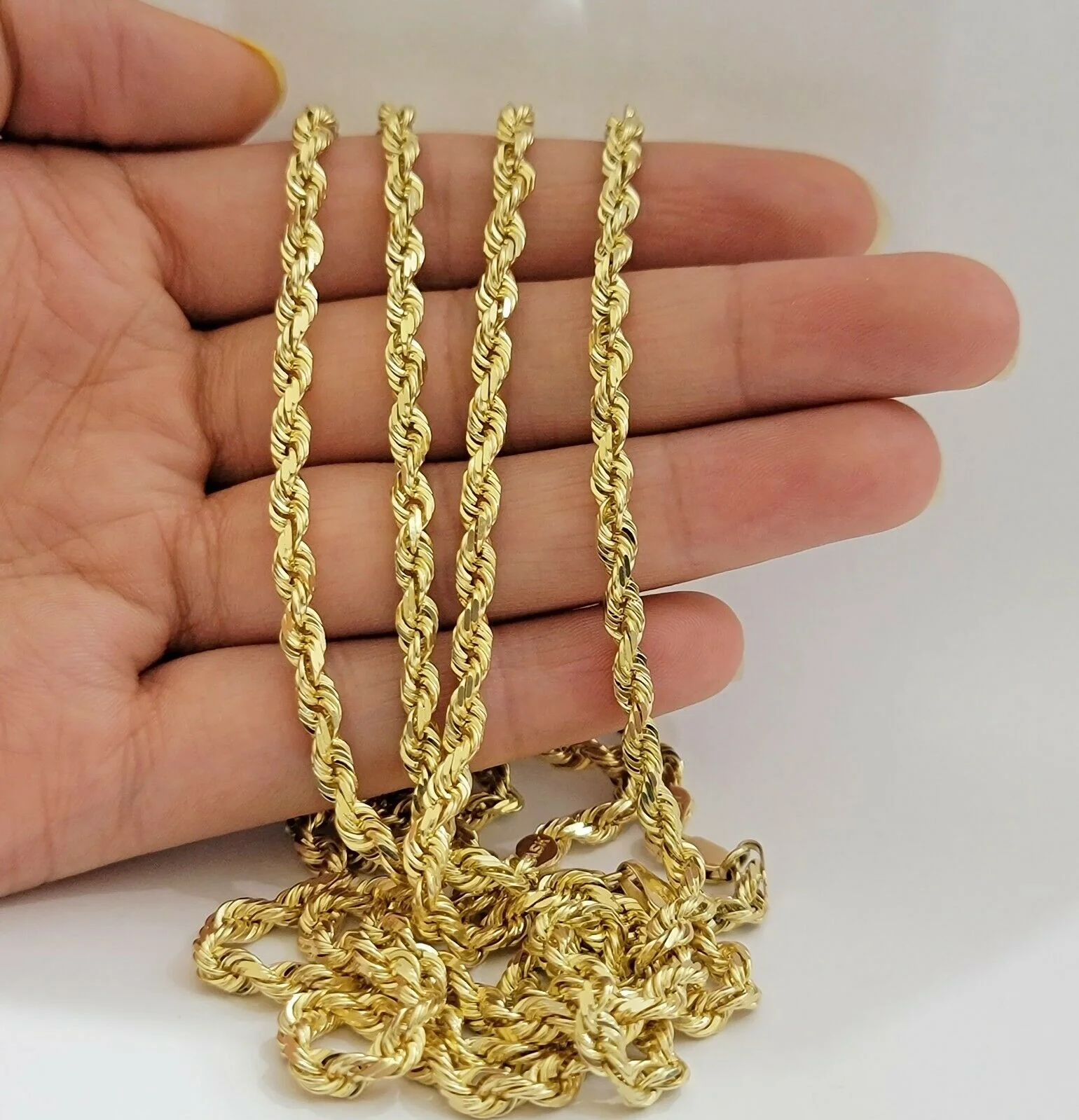 Solid 14k Gold Rope Chain Necklace 4mm 18"- 30" Inch REAL 14KT Yellow Gold - Image 5