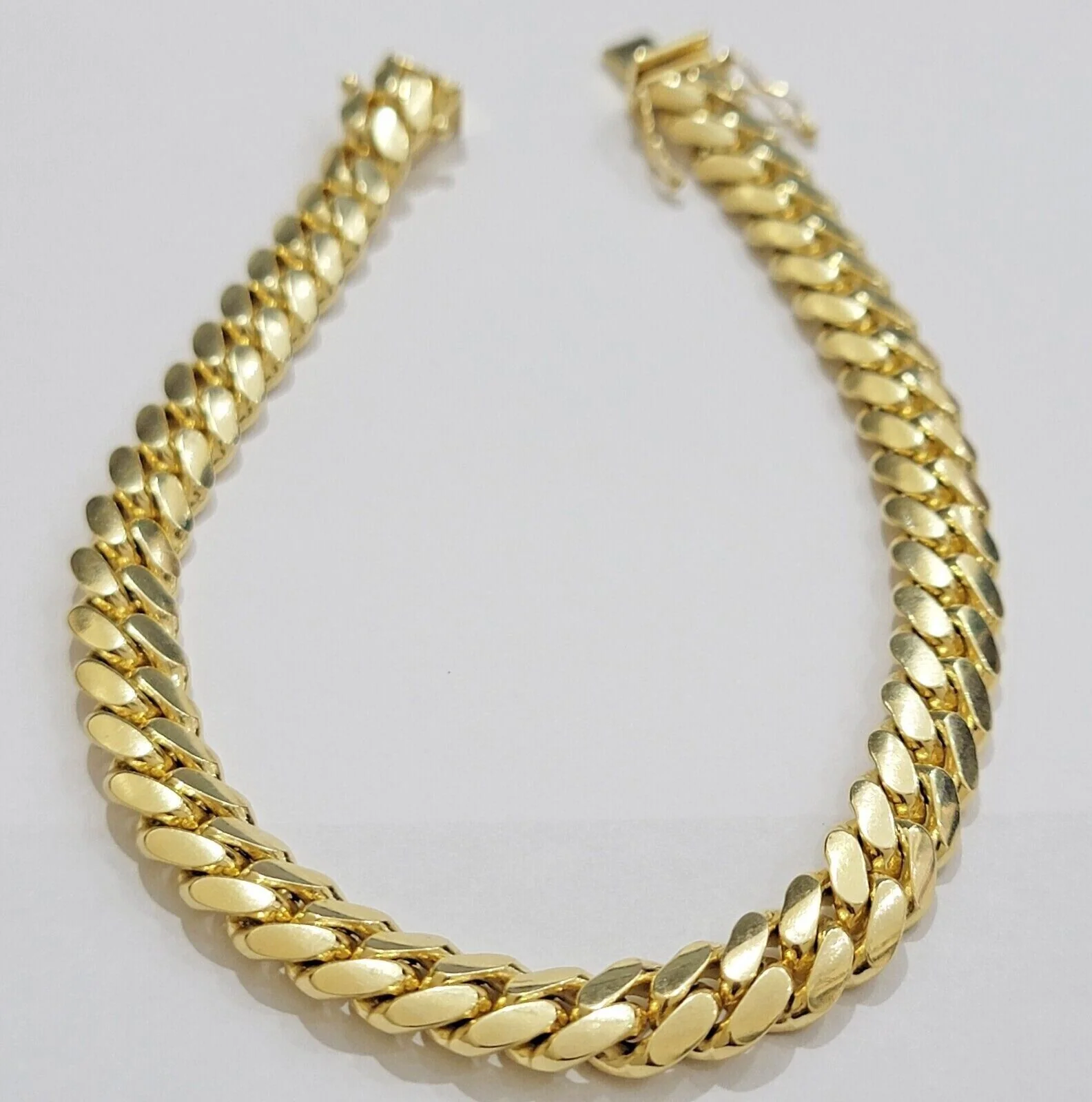Solid 14k Yellow Gold Cuban Link Bracelet 8mm 7.5 Inch REAL Miami Links Foe Mens - Image 4