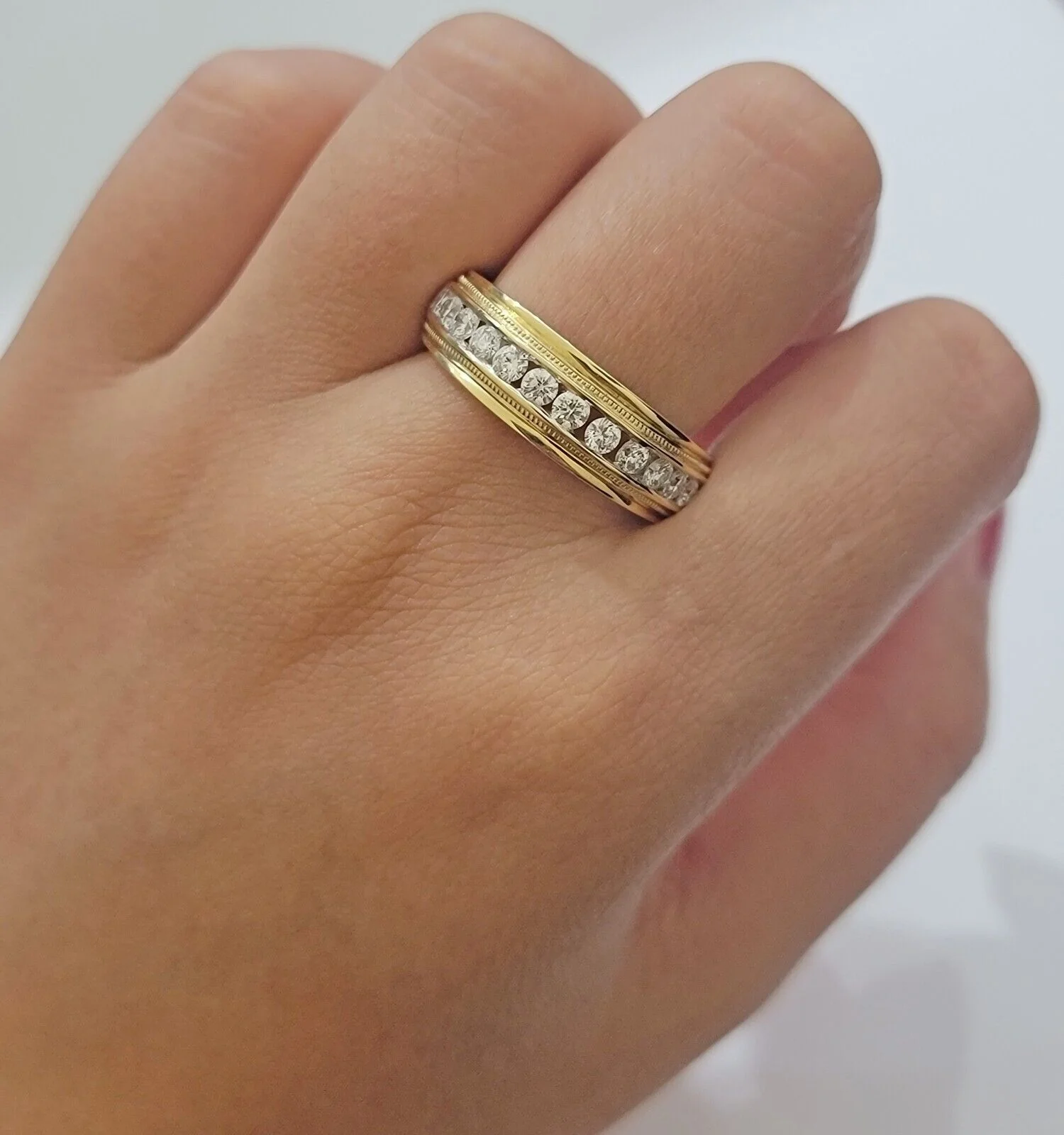 Solid 14k Yellow Gold Diamond Ring Men's Band 1CT Wedding Engagement Ring REAL Ring Sizes 6,7,8,9,10,11 & 12 - Image 6