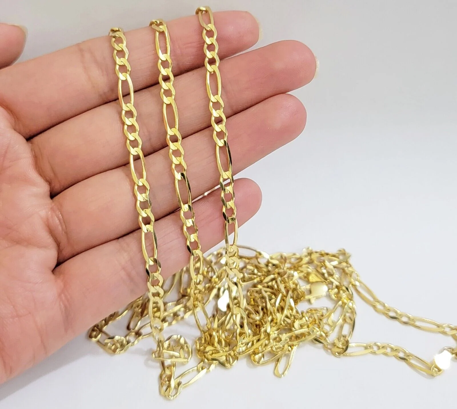 Solid 14k Yellow Gold Figaro chain Necklace 24 Inch 3.5mm Men's STRONG REAL 14kt - Image 4