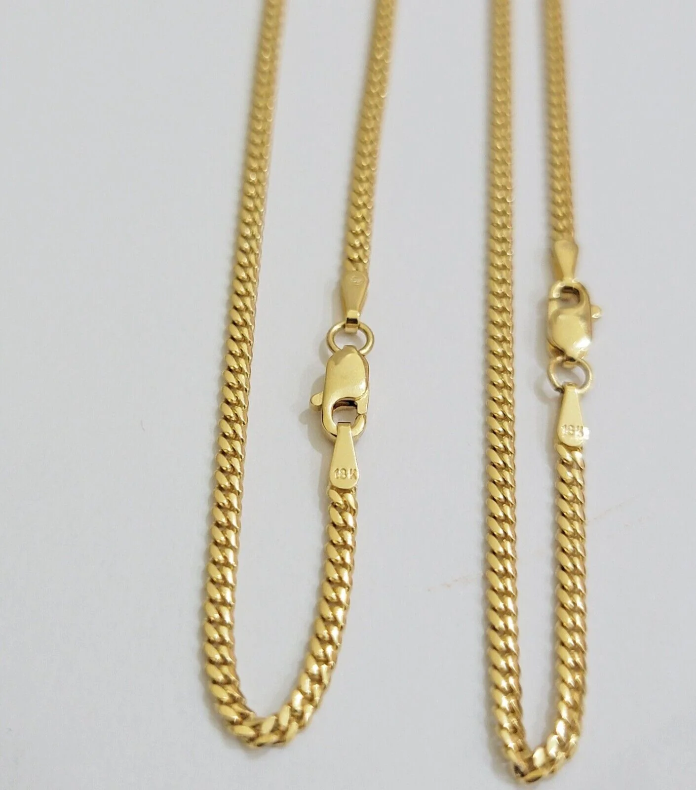 Solid 18k Gold Necklace Chain Miami Cuban Link 2.5mm 22 Inch Real 18kt Men Women