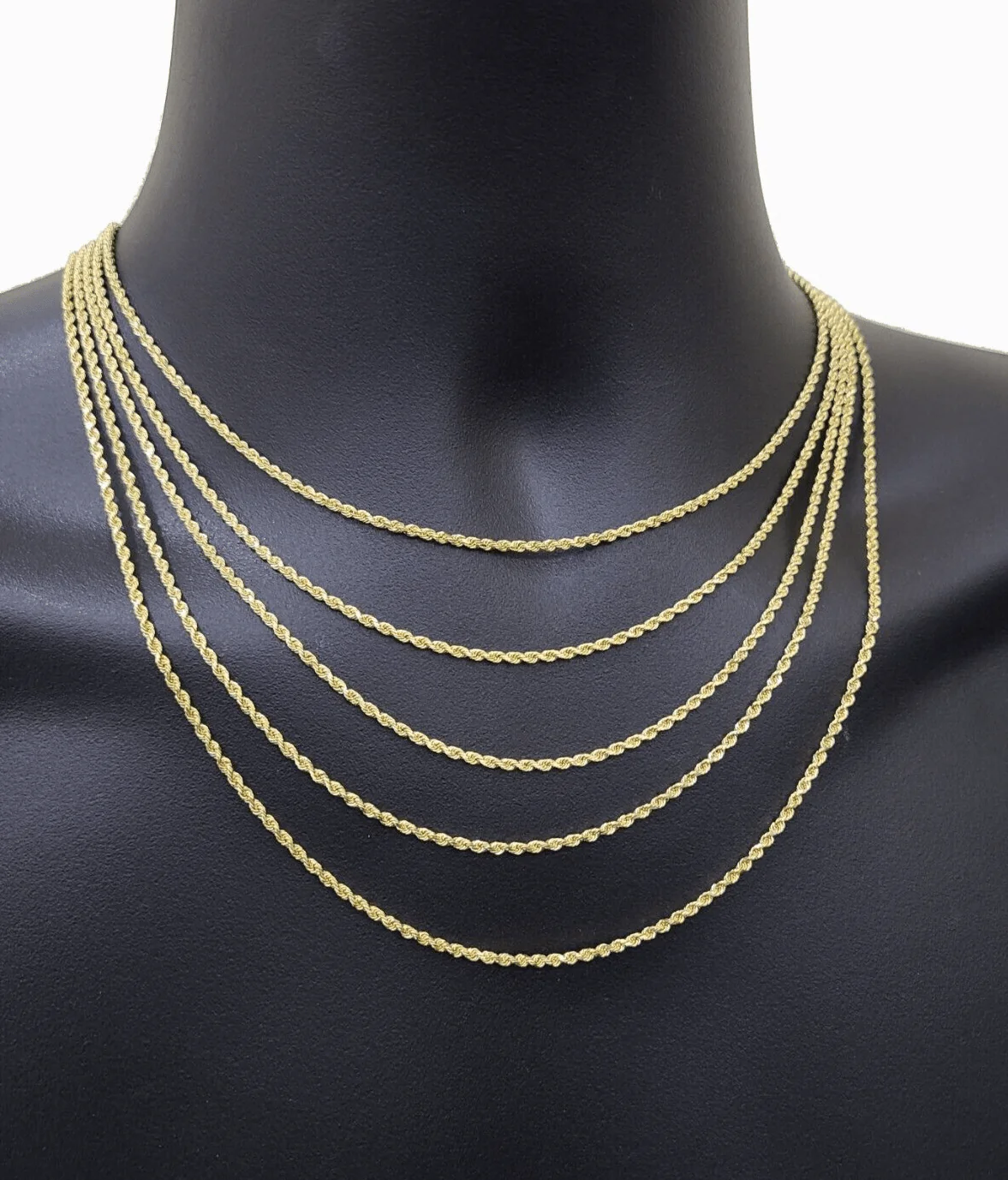 Solid 18k Yellow Gold Necklace Rope Chain 2mm 16 Inch Real 18kt For Ladies