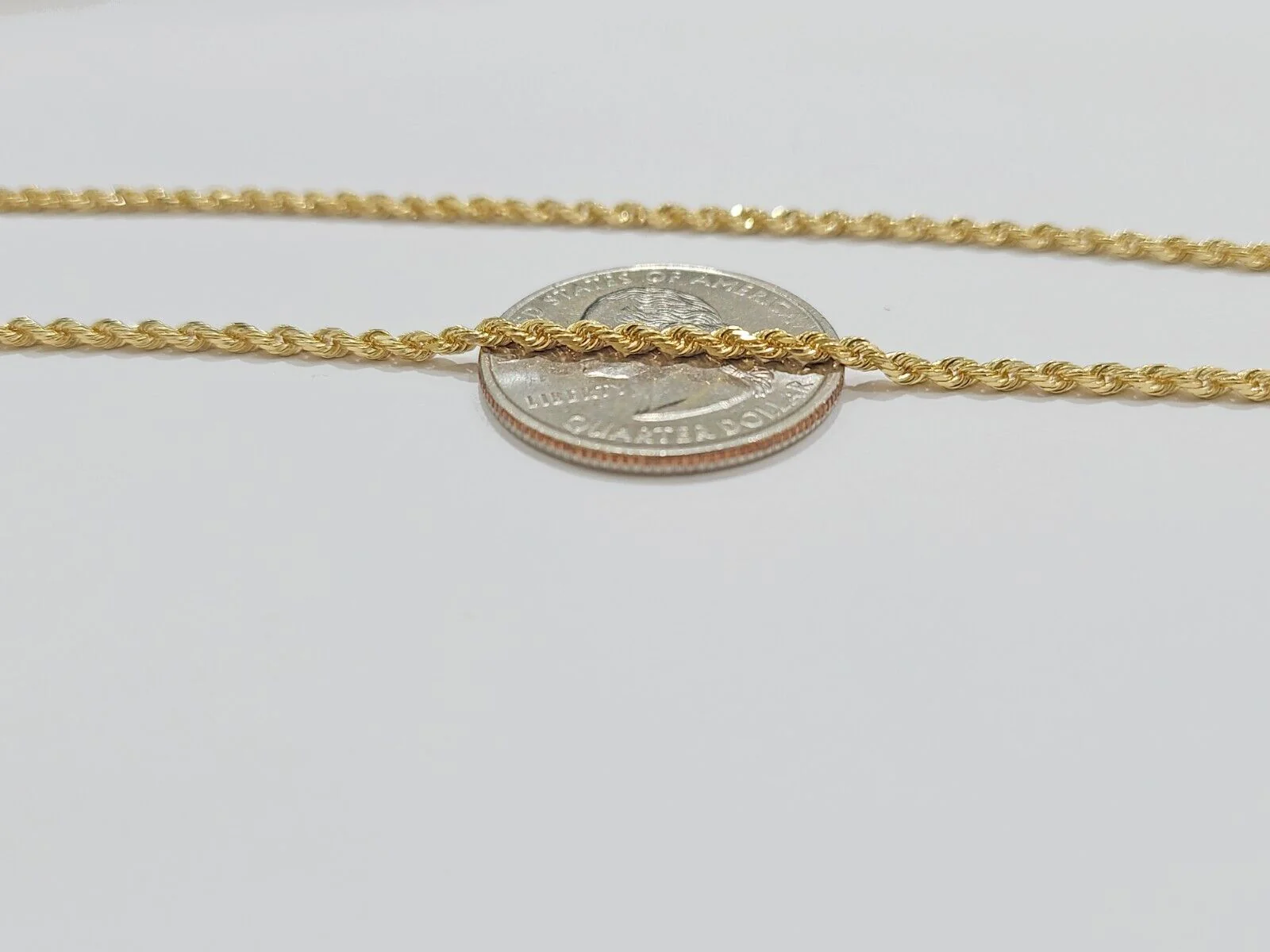 Solid 18k Yellow Gold Necklace Rope Chain 2mm 16 Inch Real 18kt For Ladies - Image 7