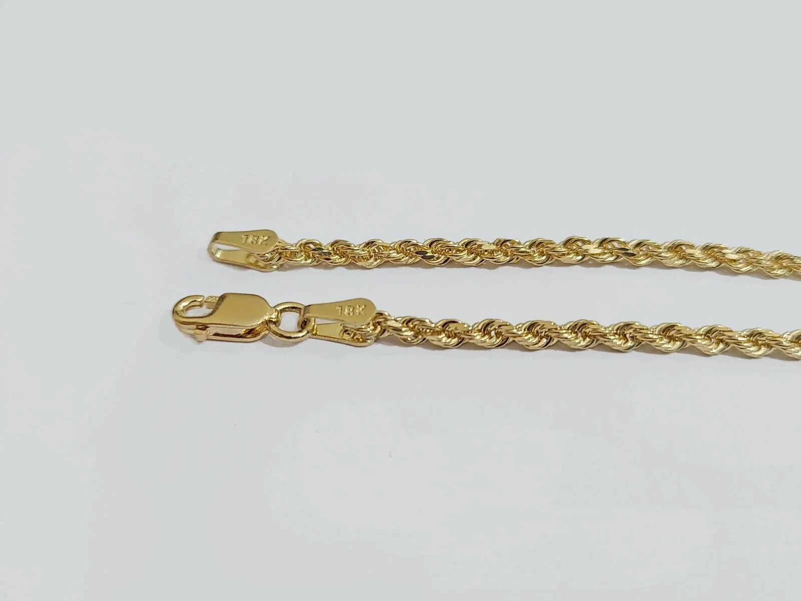 Solid 18k Yellow Gold Necklace Rope Chain 2mm 16 Inch Real 18kt For Ladies - Image 8