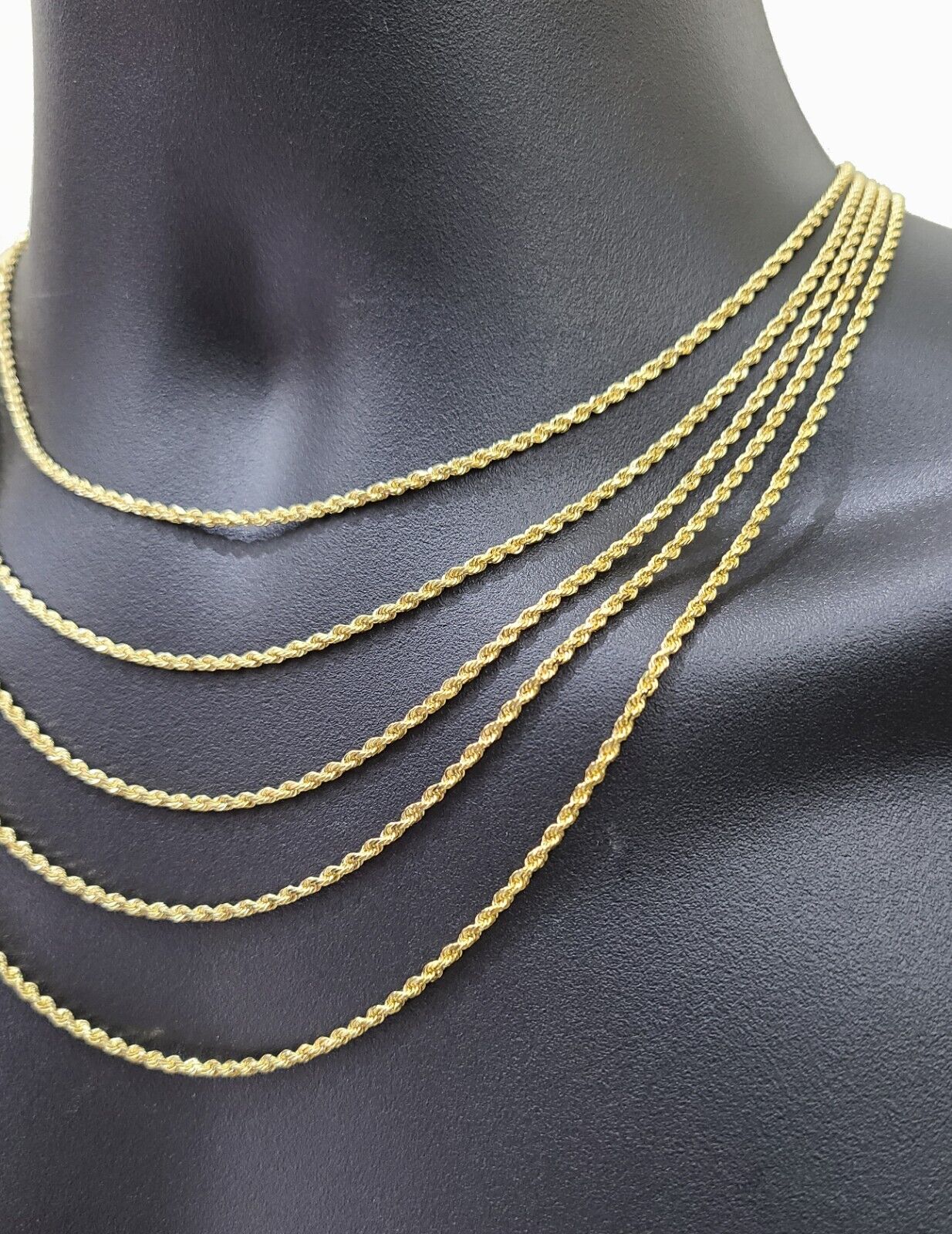 Solid 18k Yellow Gold Necklace Rope Chain 2mm 22'' Inch Real 18kt Men Women - Image 6
