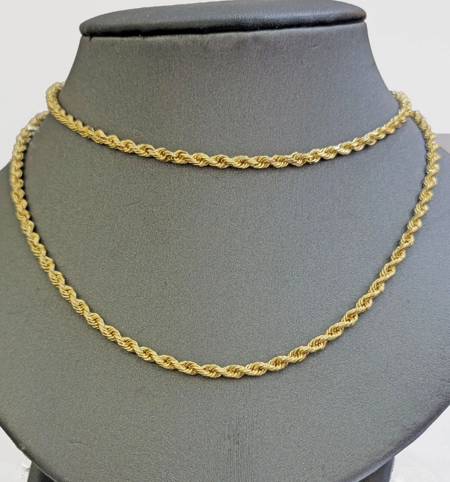 Solid 18k Yellow Gold Necklace Rope Chain 3mm 18'' Inch Real 18kt Men Women SALE - Image 8