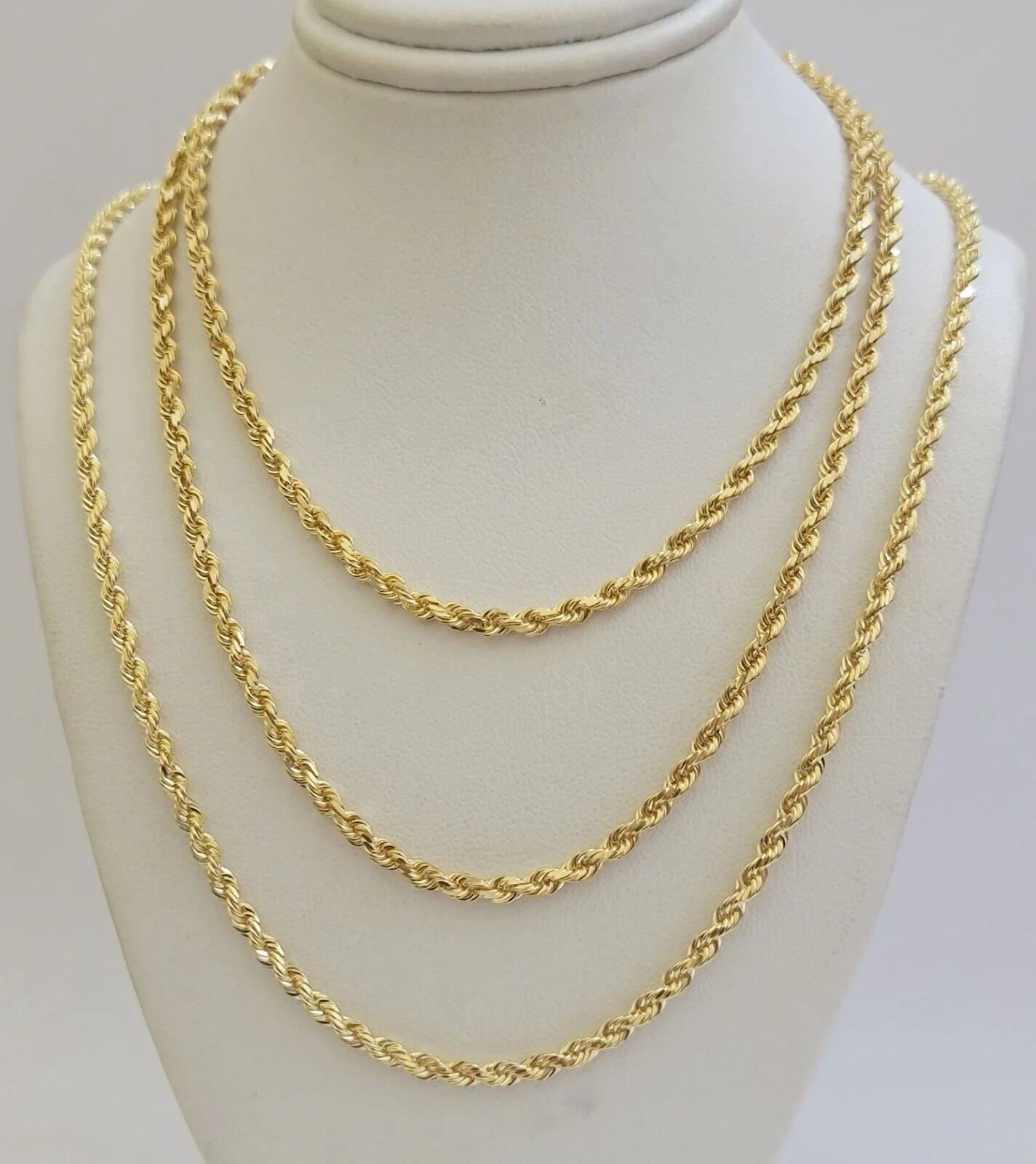 Solid 18k Yellow Gold Necklace Rope Chain 3mm 18'' Inch Real 18kt Men Women SALE - Image 9