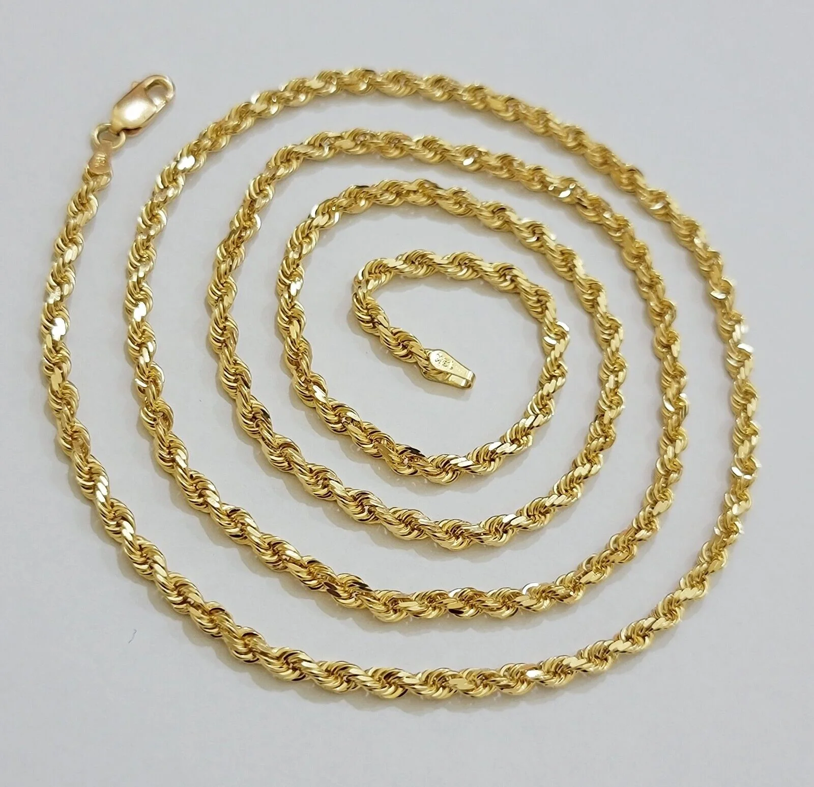 Solid 18k Yellow Gold Necklace Rope Chain 3mm 24'' Inch Real 18kt Men Women SALE - Image 5