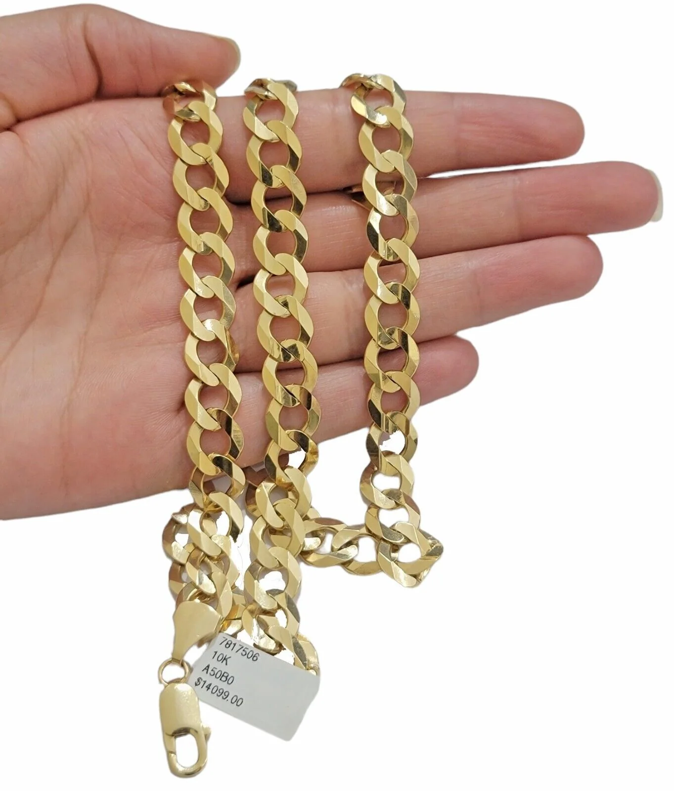 Solid 9mm 10k Gold Chain Cuban Curb Link Necklace 22" Inch Mens REAL 10KT Heavy - Image 3