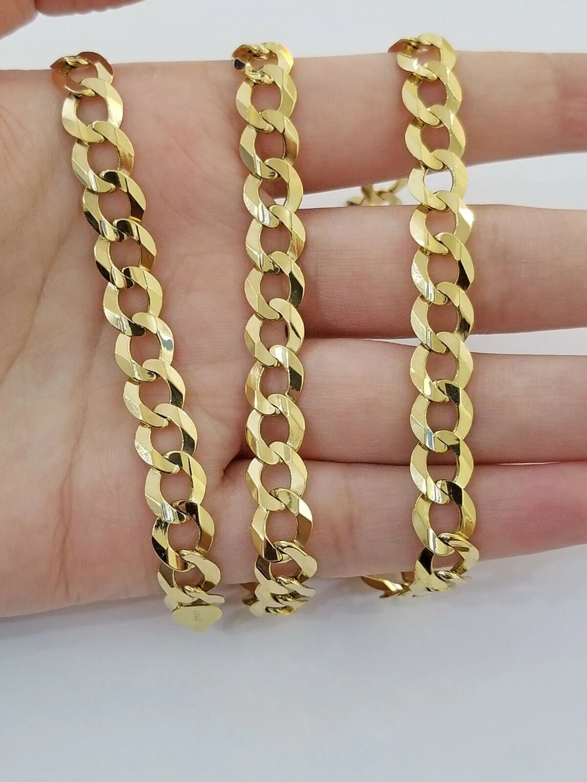 Solid 14k Gold Cuban curb Link chain 9mm Necklace 22 Inch Real 14kt Yellow Gold - Image 2