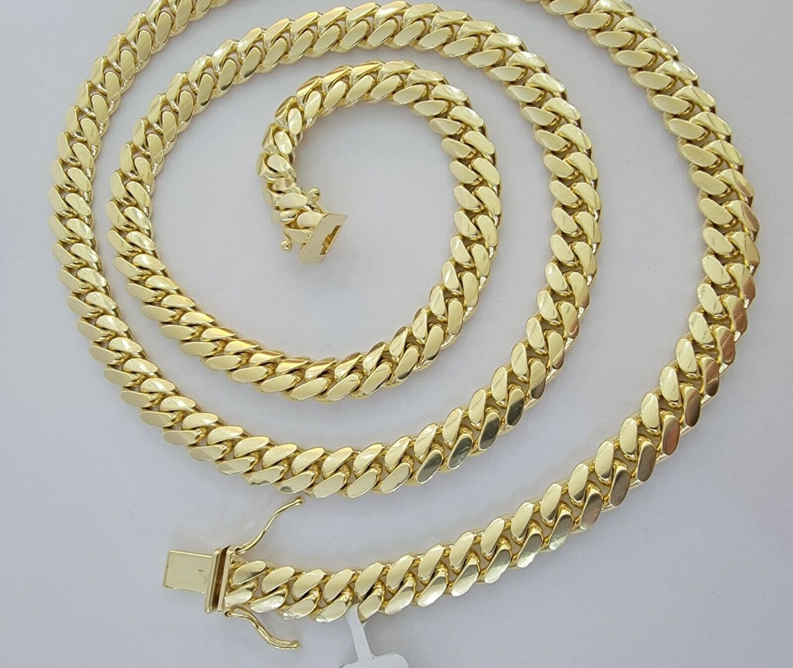 Solid Cuban Link Necklace 20" 7mm 10k Yellow Gold Chain Box Lock, Real 10k,SHORT - Image 3