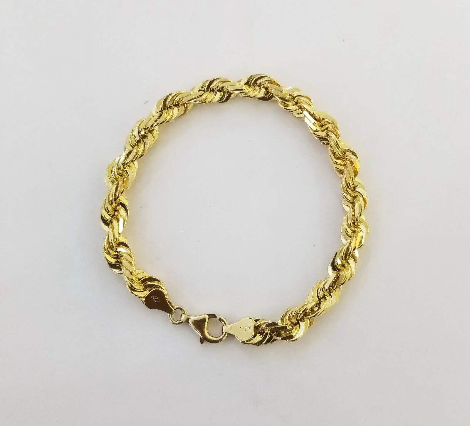 Solid Real 10K Yellow Gold Rope Bracelet 8" Inch 7mm 10kt Real gold men women - Image 4