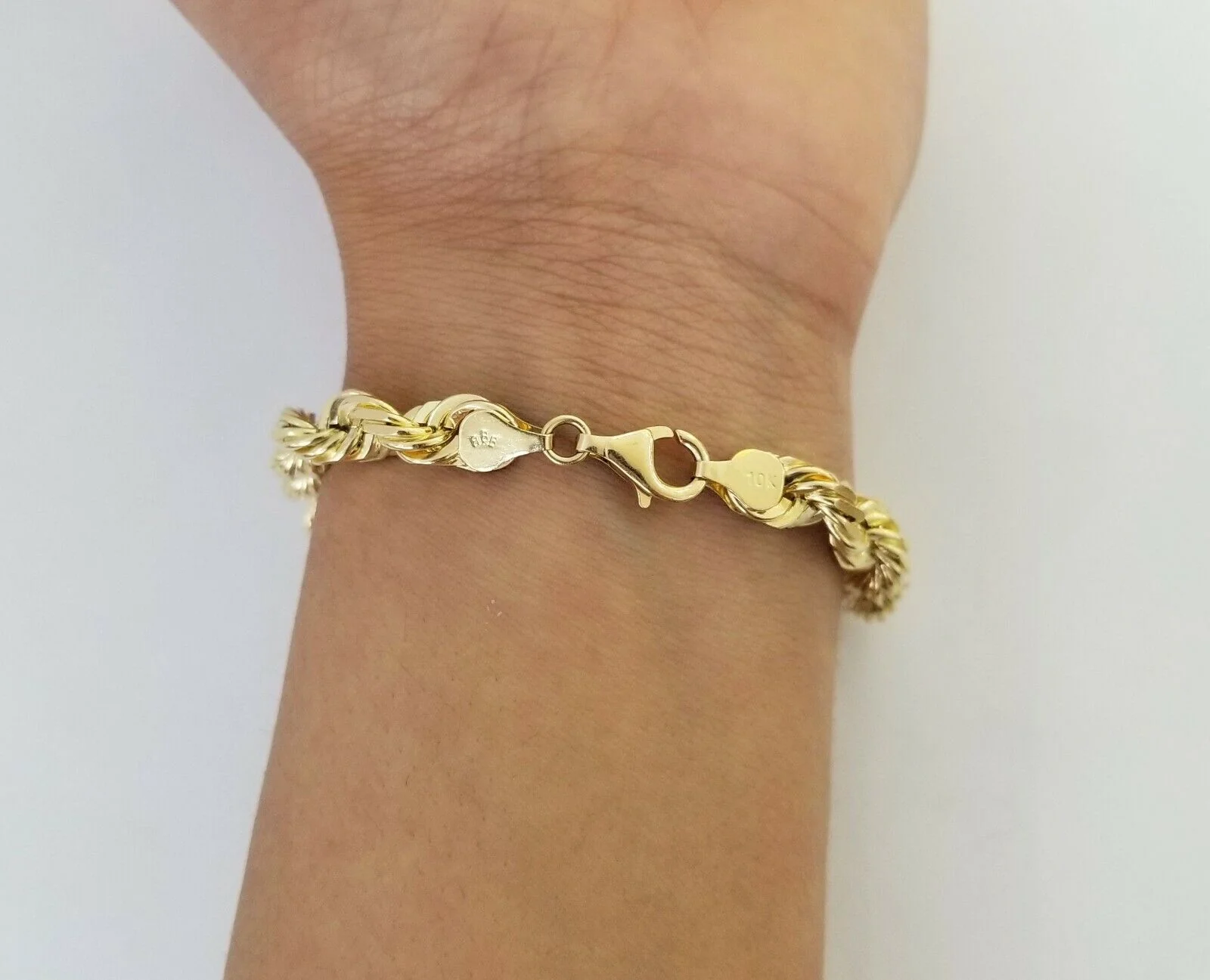 Solid Real 10K Yellow Gold Rope Bracelet 8" Inch 7mm 10kt Real gold men women - Image 7