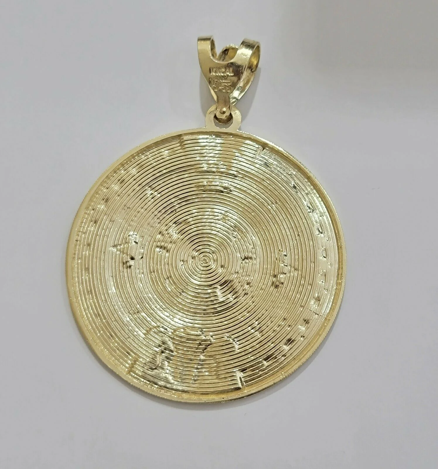 SOLID Real 10kt Yellow Gold Pendant Aztec Mayan Calendar 3" Men Charm 41-44 Gram - Image 5